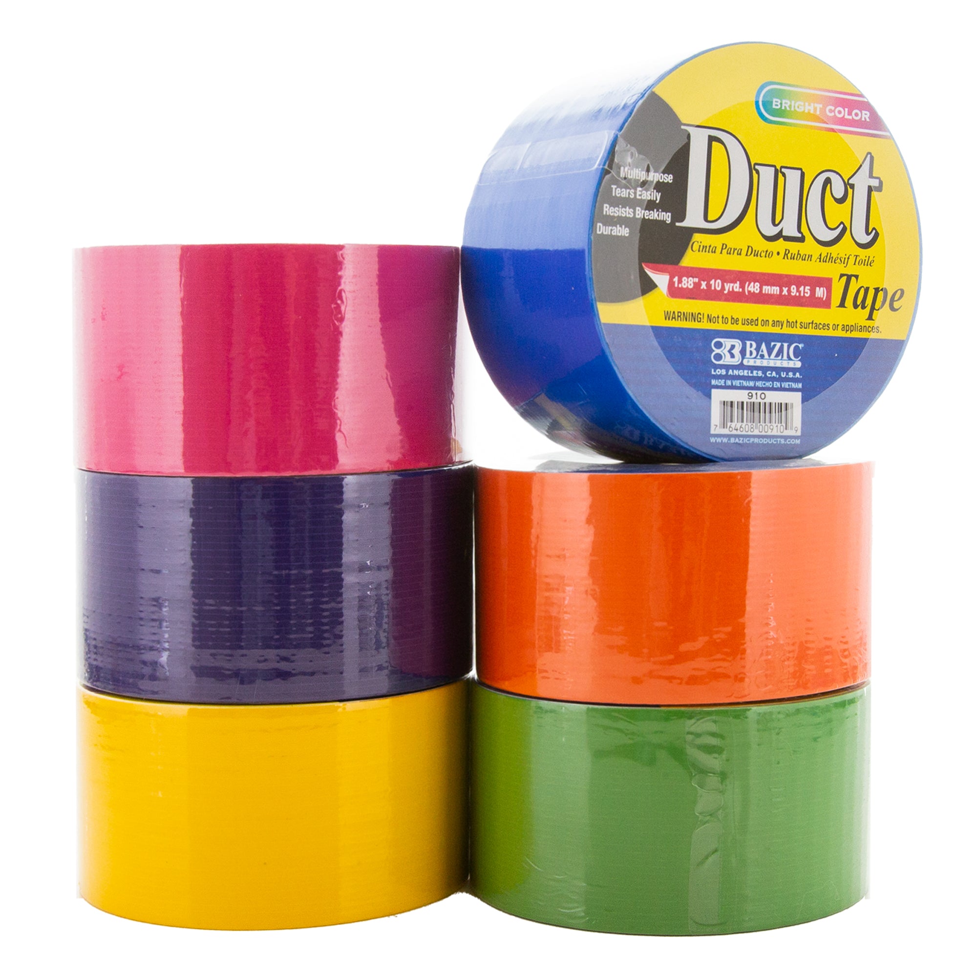Custom Single Side Self-adhesive Duct Tape 10mm - 1050mm Red Yellow Blue  Green Black Brown Silver Grey White Purple Pink Orange