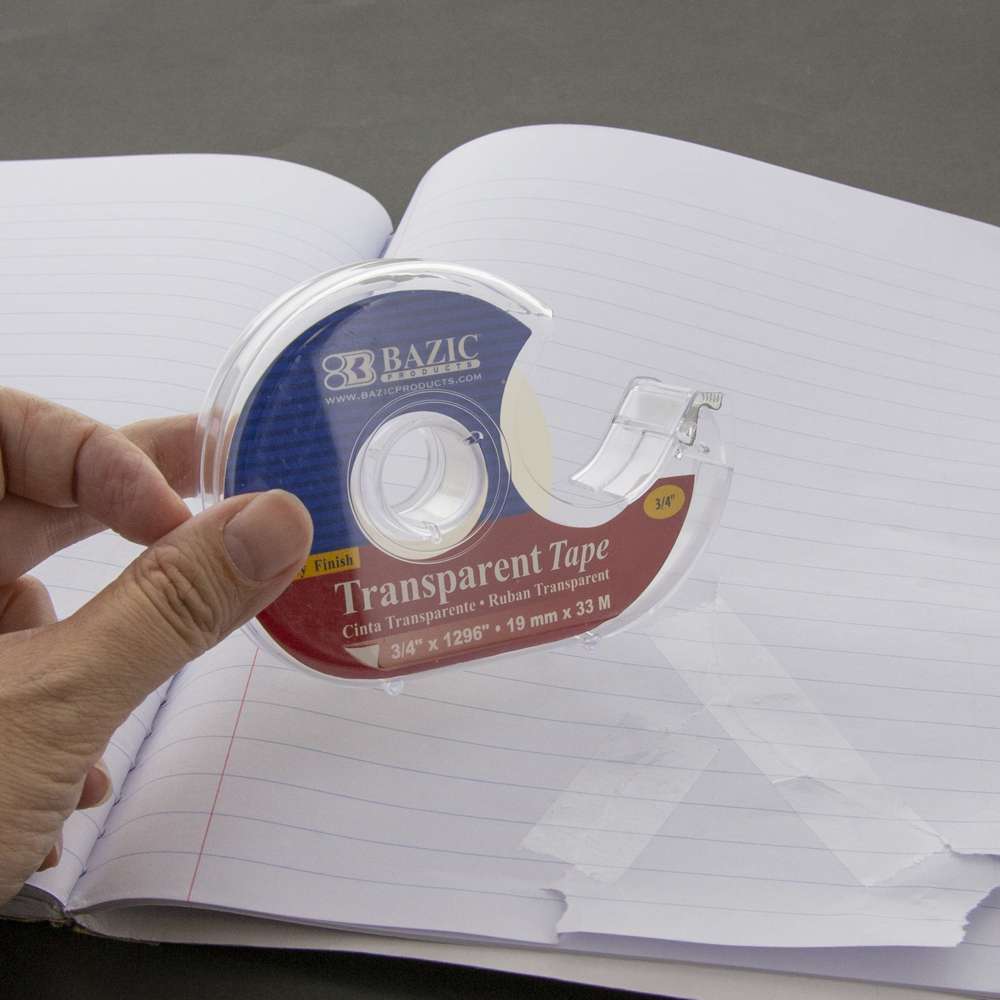 Transparent Tape with Dispenser, 3/4 in x 1296 in