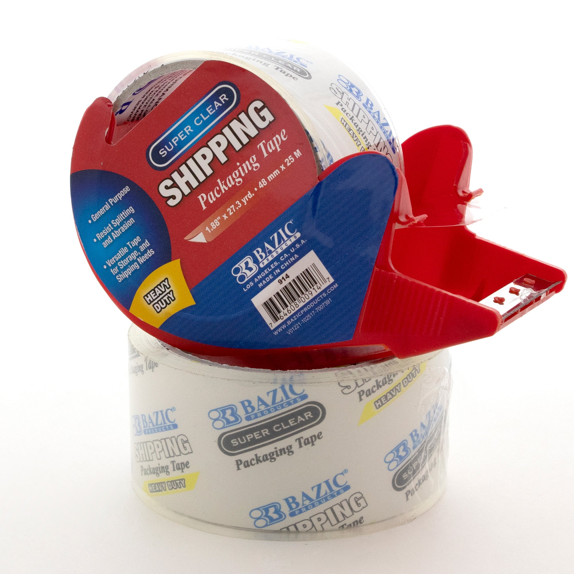 Shipping Packaging Tape with Dispenser, 1.88" x 27.3 yd