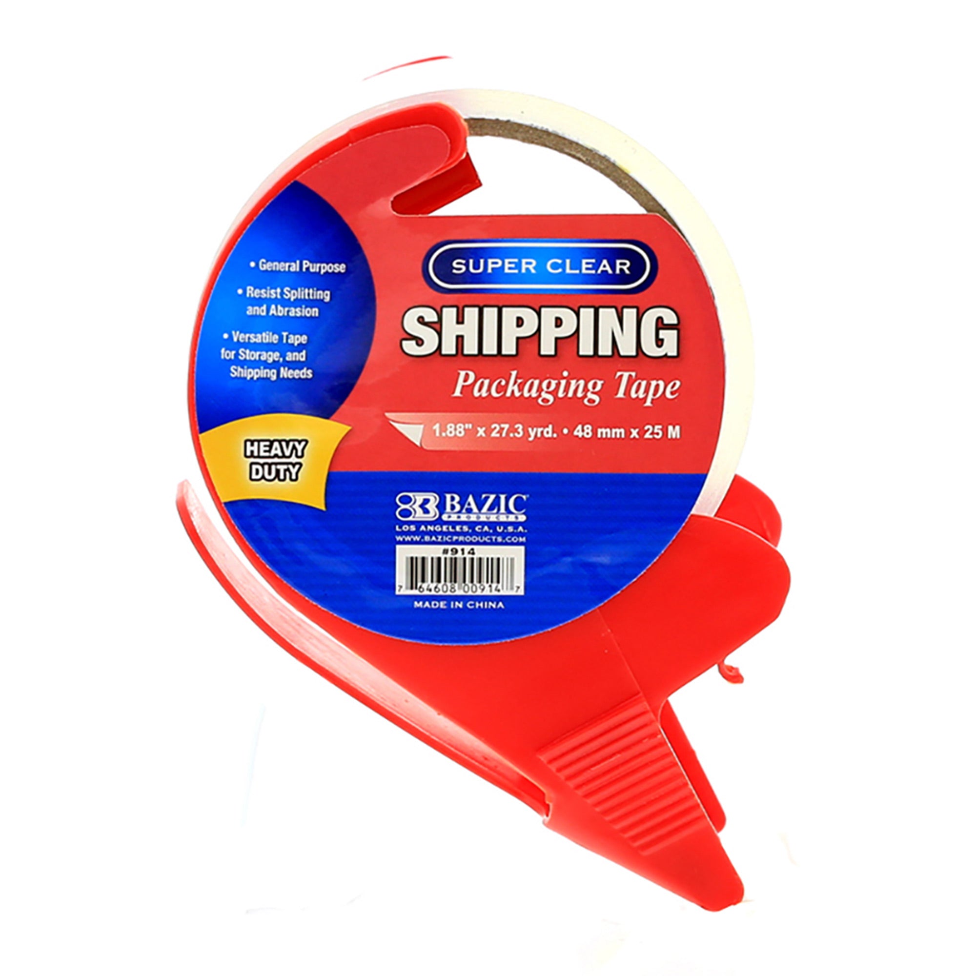 Shipping Packaging Tape with Dispenser, 1.88" x 27.3 yd