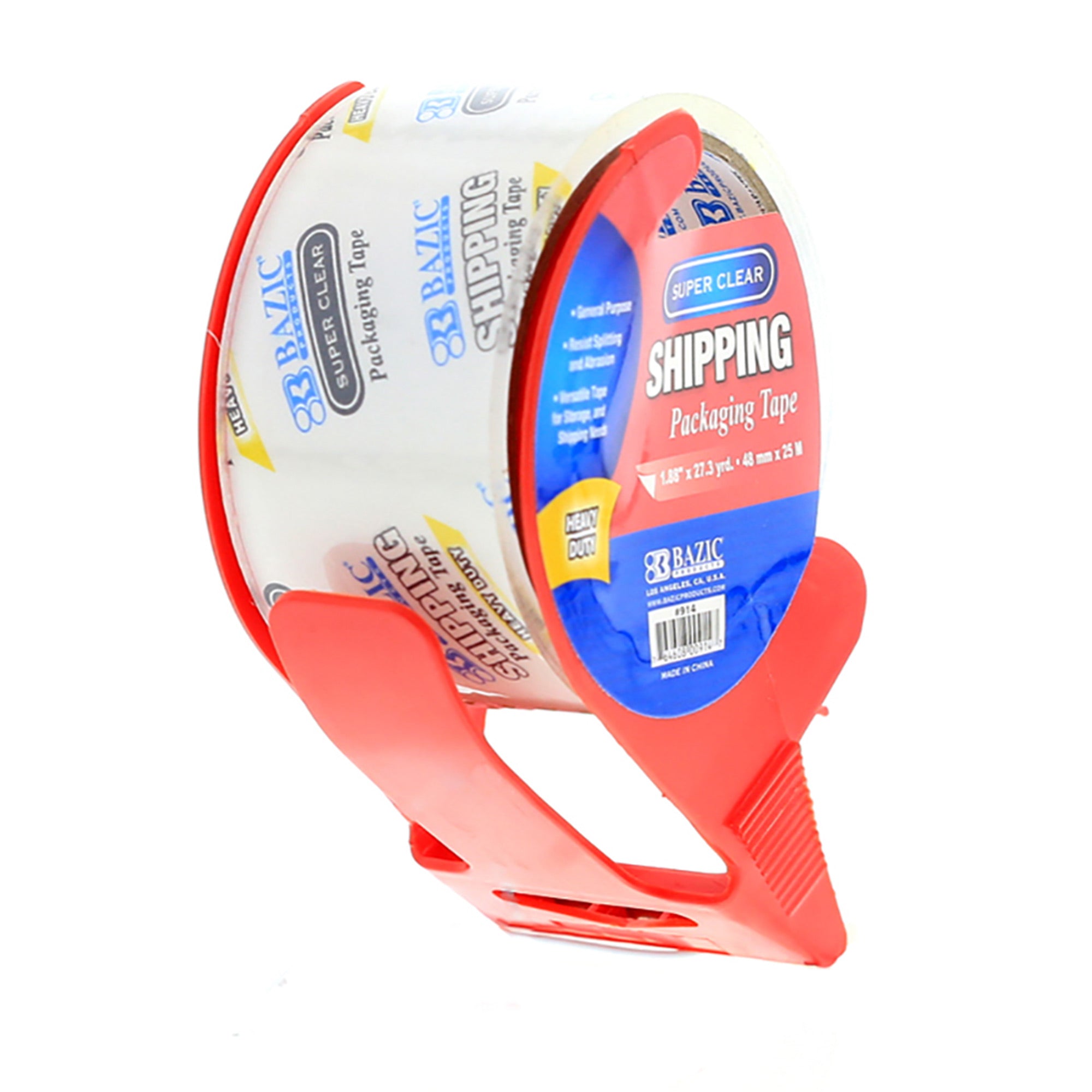 Shipping Packaging Tape with Dispenser, 1.88" x 27.3 yd