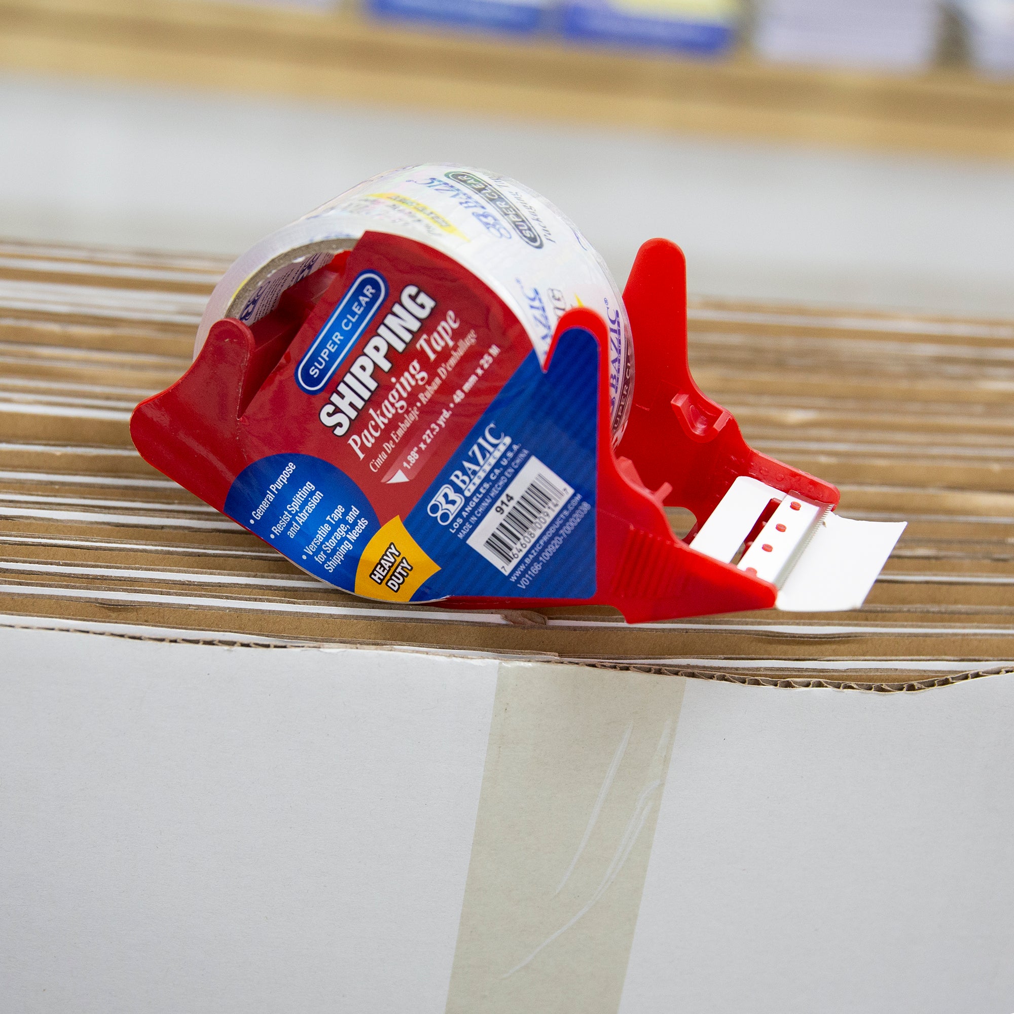 Shipping Packaging Tape with Dispenser, 1.88" x 27.3 yd