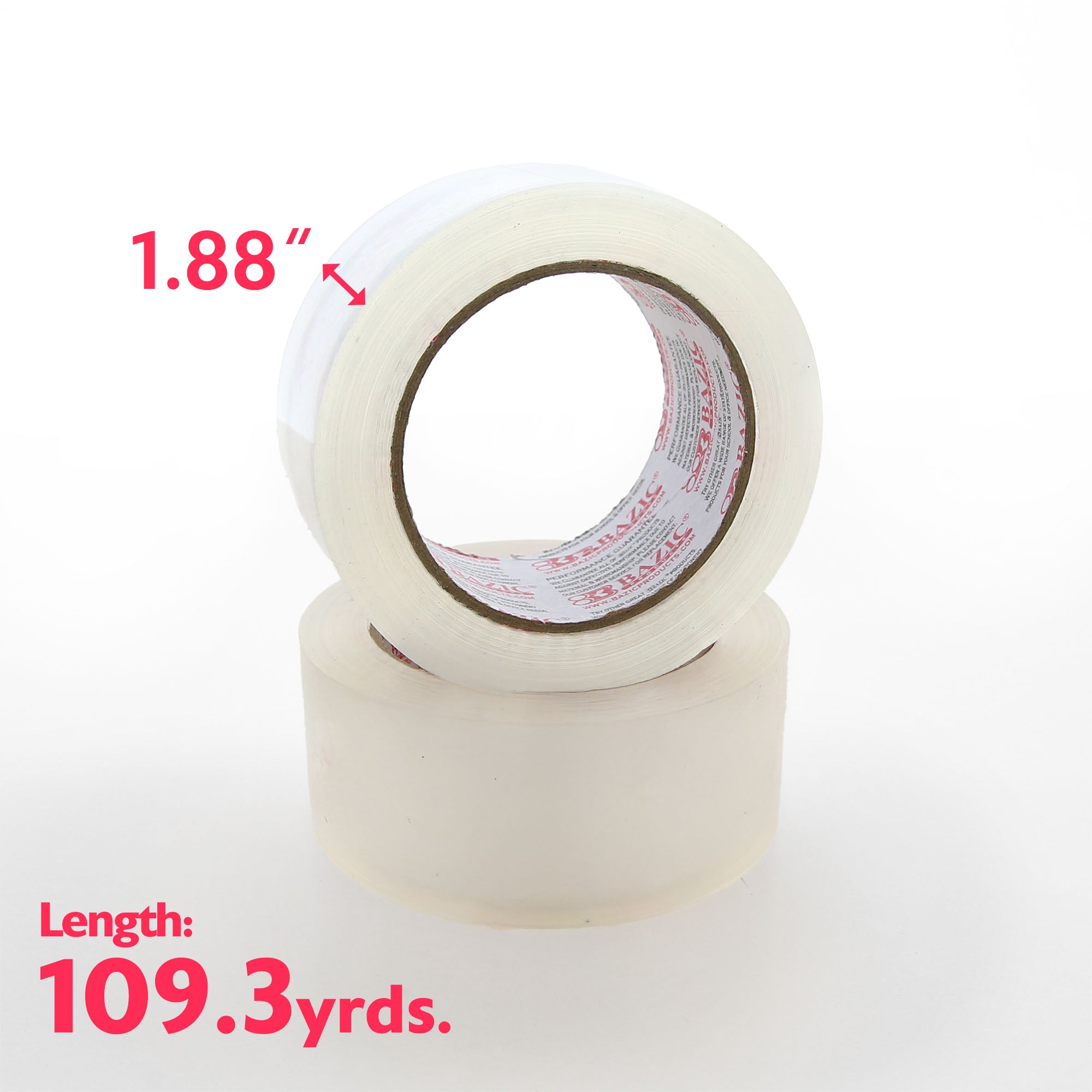 Clear Packaging Tape, 1.88 in x 109.3 Yards, 36 Rolls