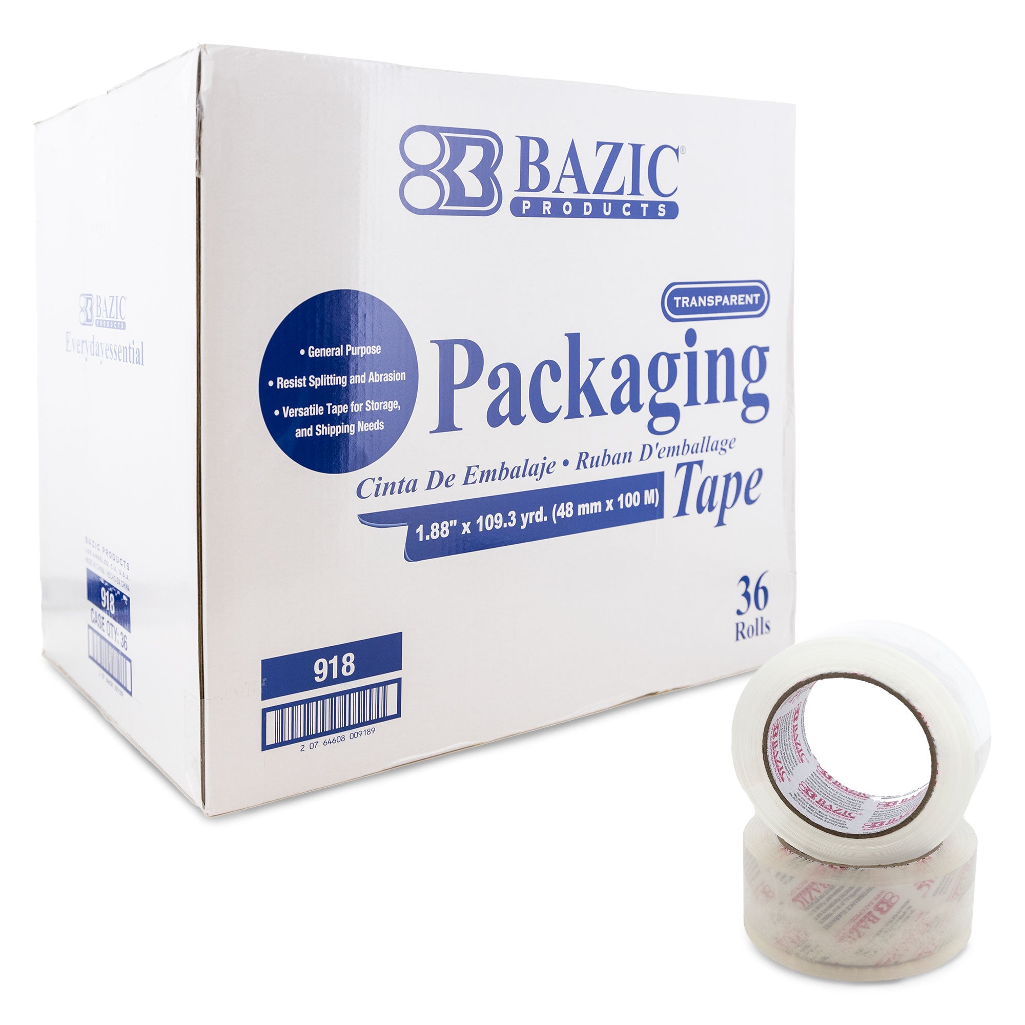 BAZIC Heavy Duty Industrial Clear Packing Tape 1.88 x 109.3 Yards -  Bazicstore