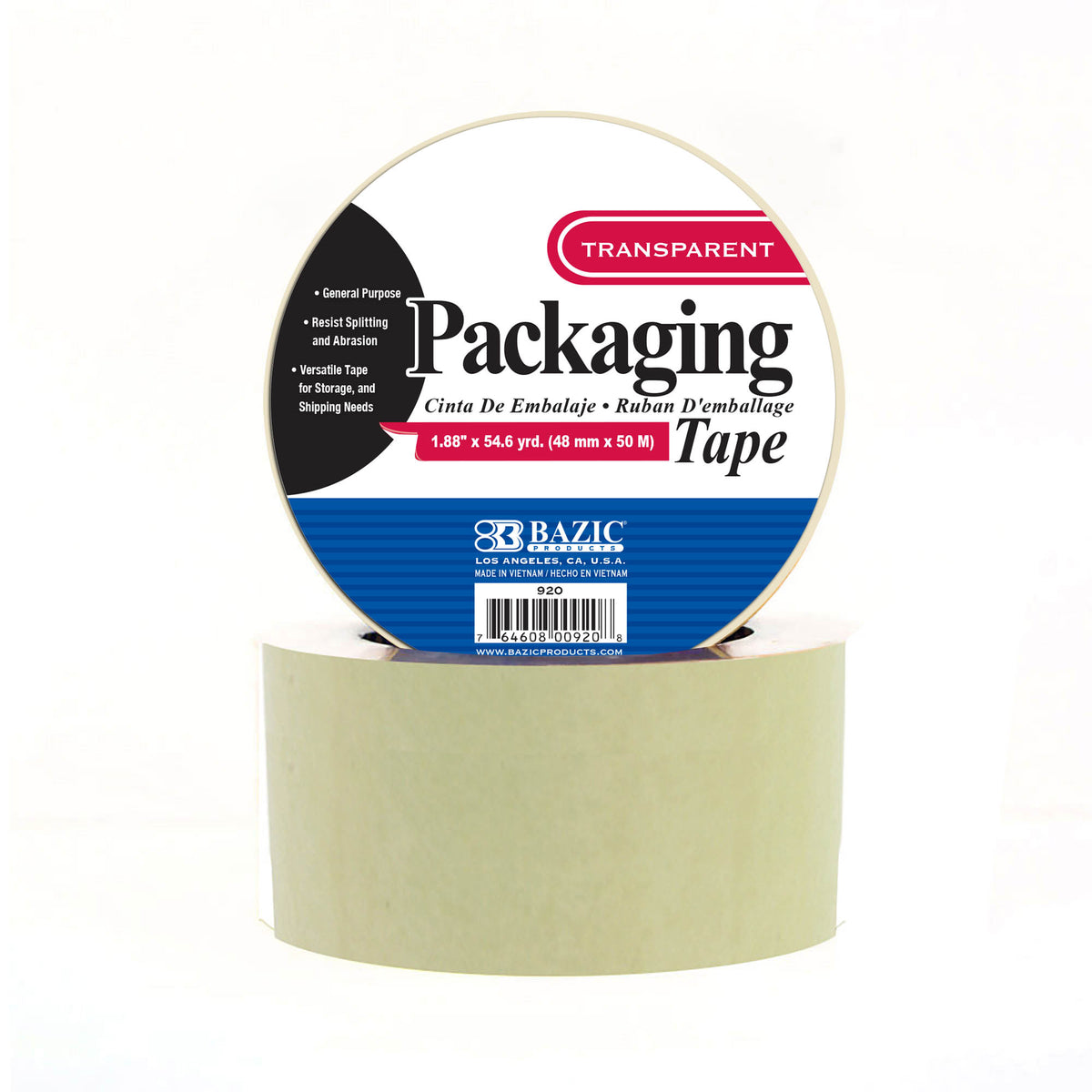 BAZIC Heavy Duty Clear Packaging Tape, 1.88 in x 54.6 yd