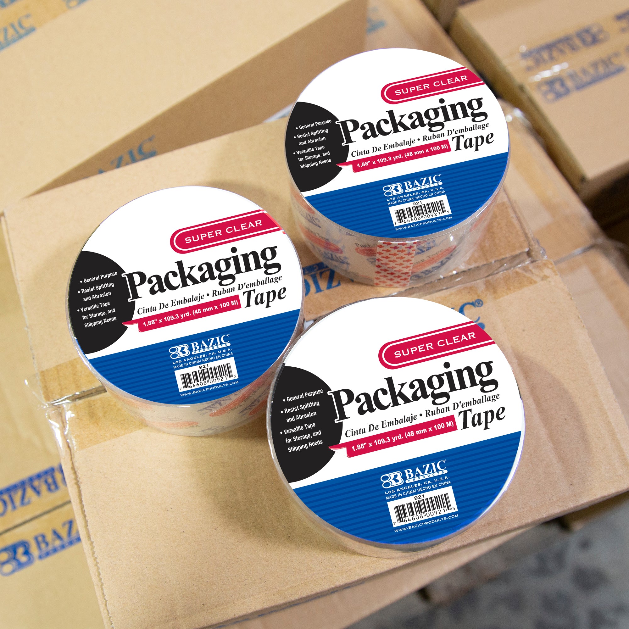 Transparent Packaging Tape, 1.88" x 109.3 yrd