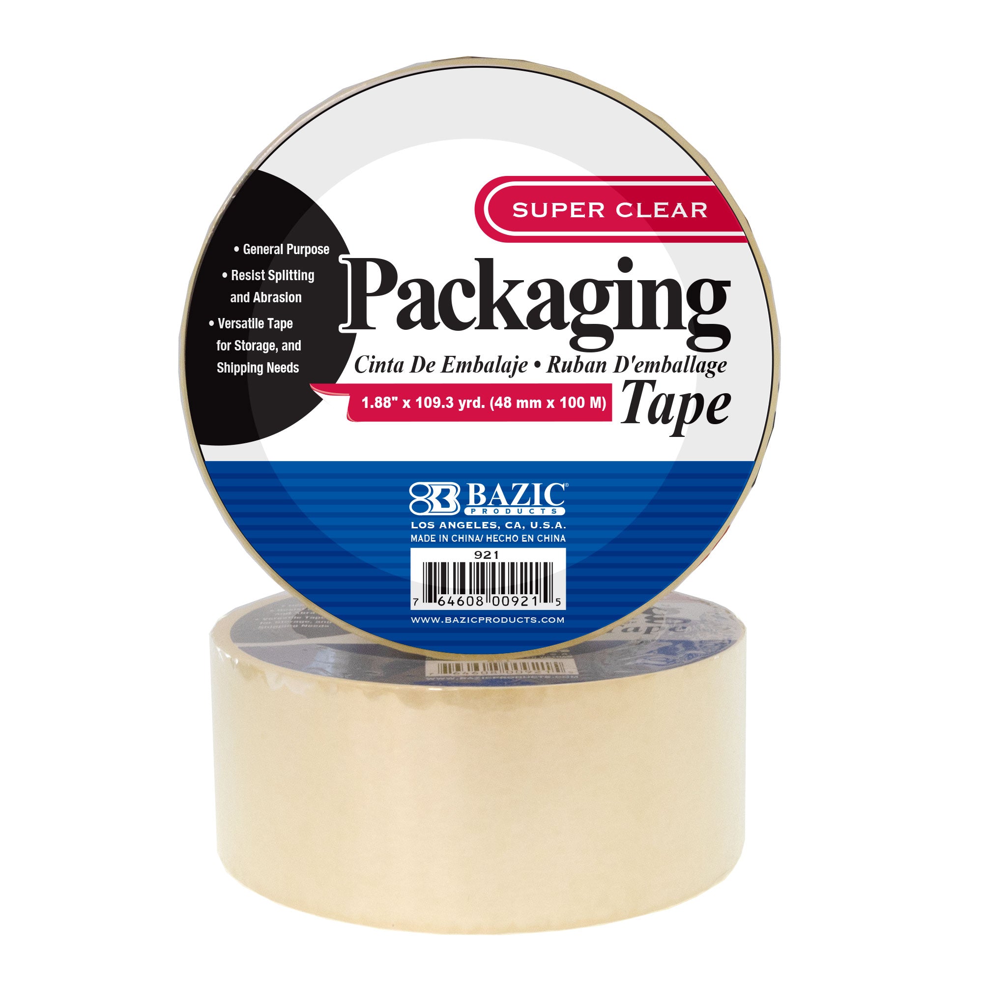 Transparent Packaging Tape, 1.88" x 109.3 yrd