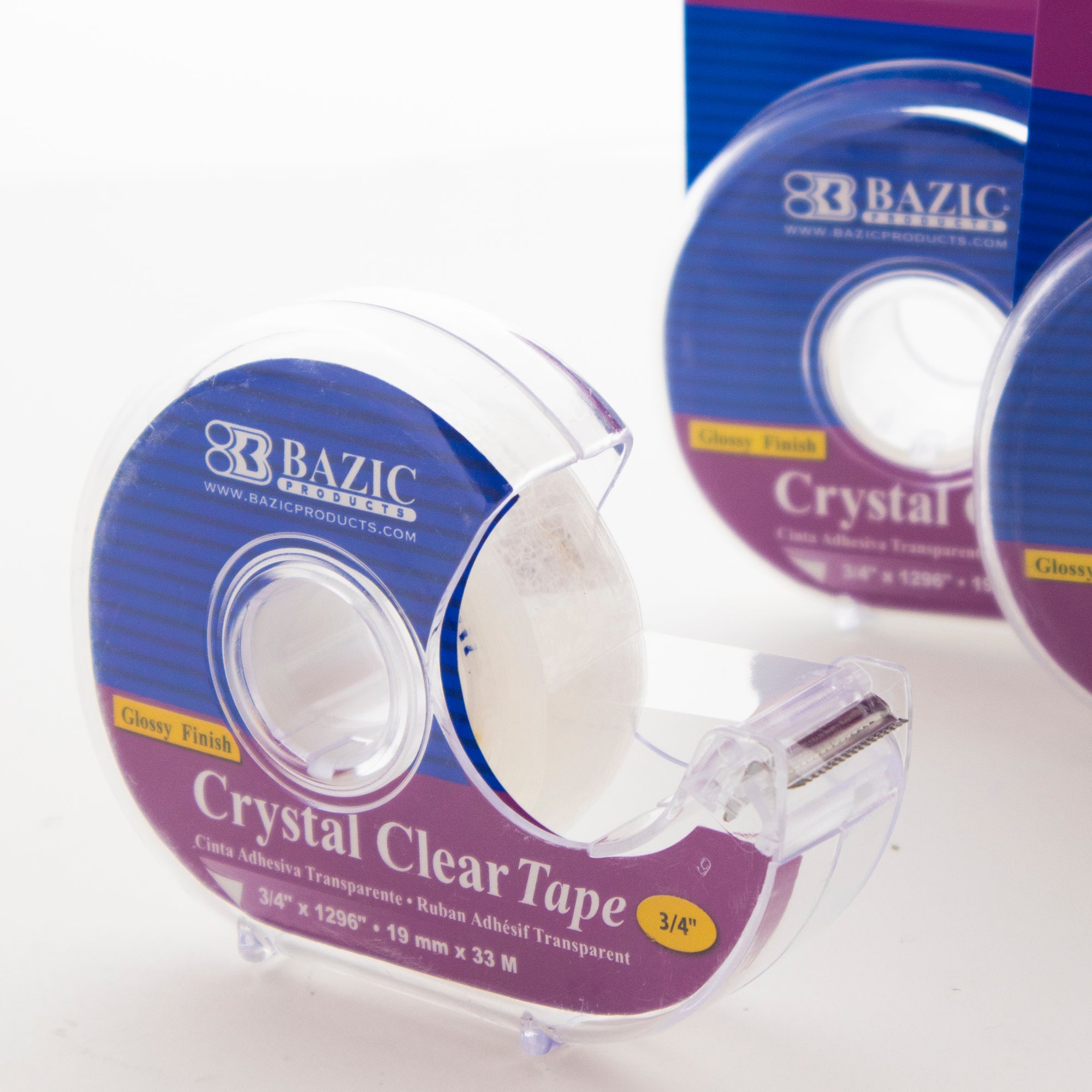 Clear Tape with Dispenser, 0.75" x 1296", Glossy