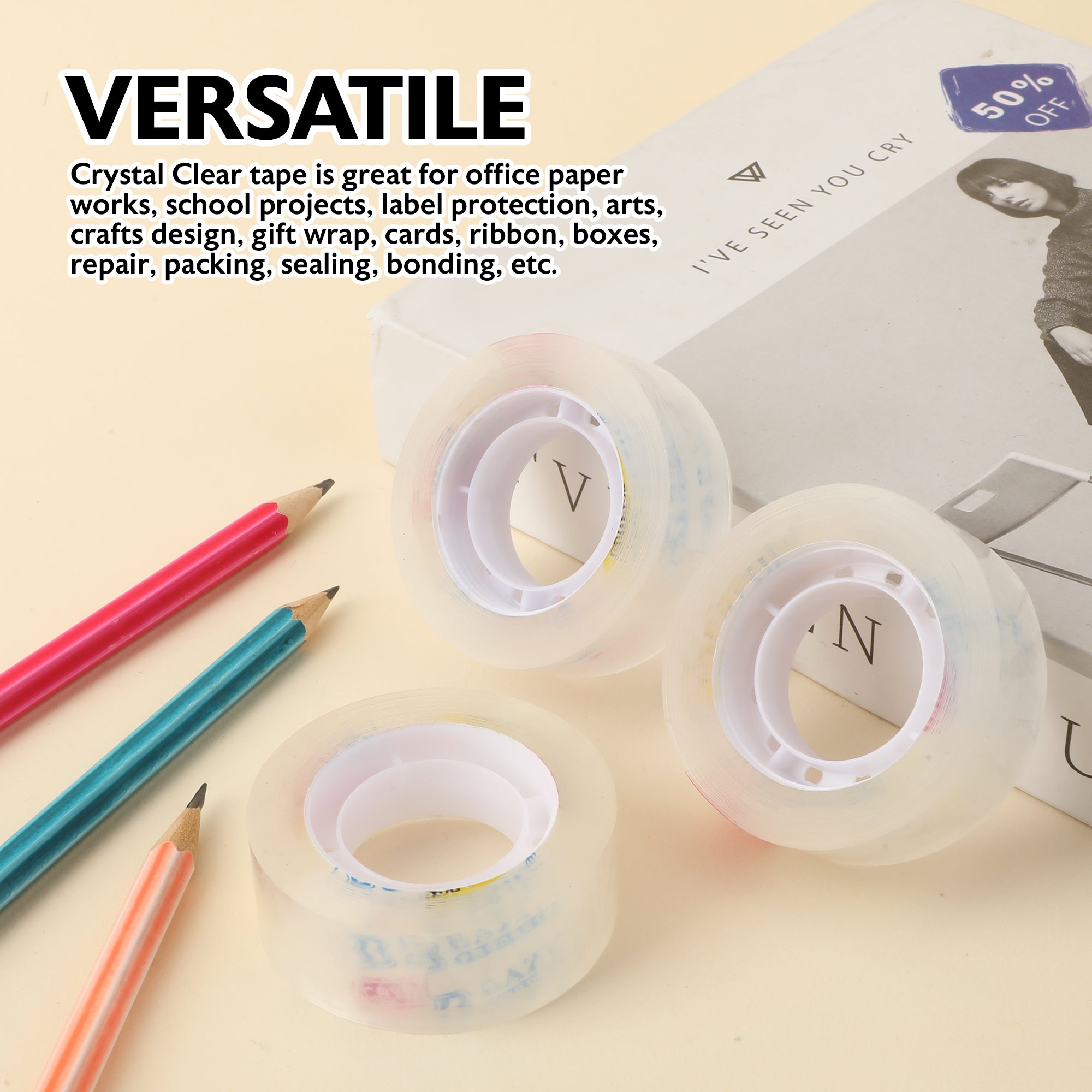 Crystal Clear Tape Refill, 3/4 in x 1000 in, 3 Rolls