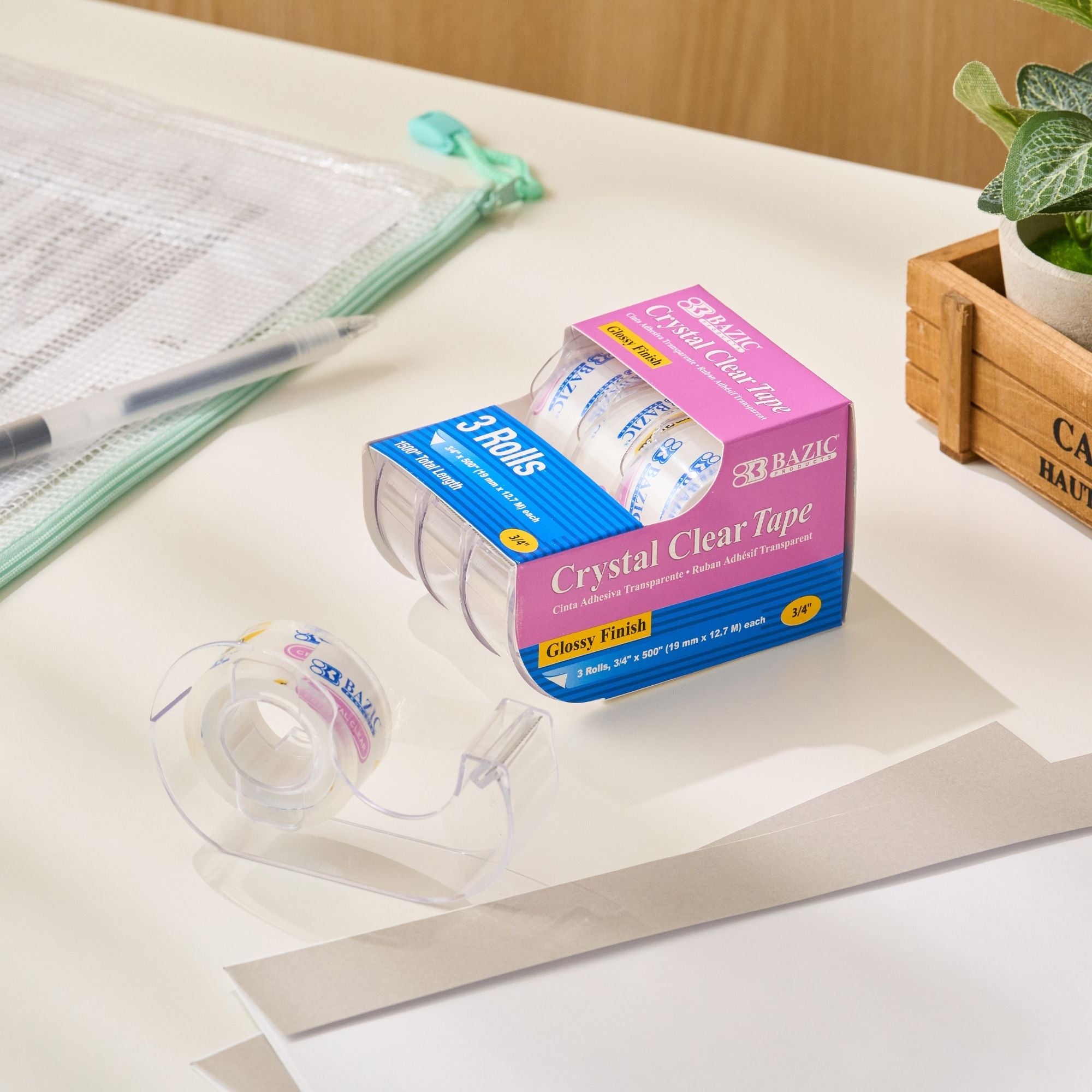 Crystal Clear Tape, 3 Rolls, 0.75" x 250" Each