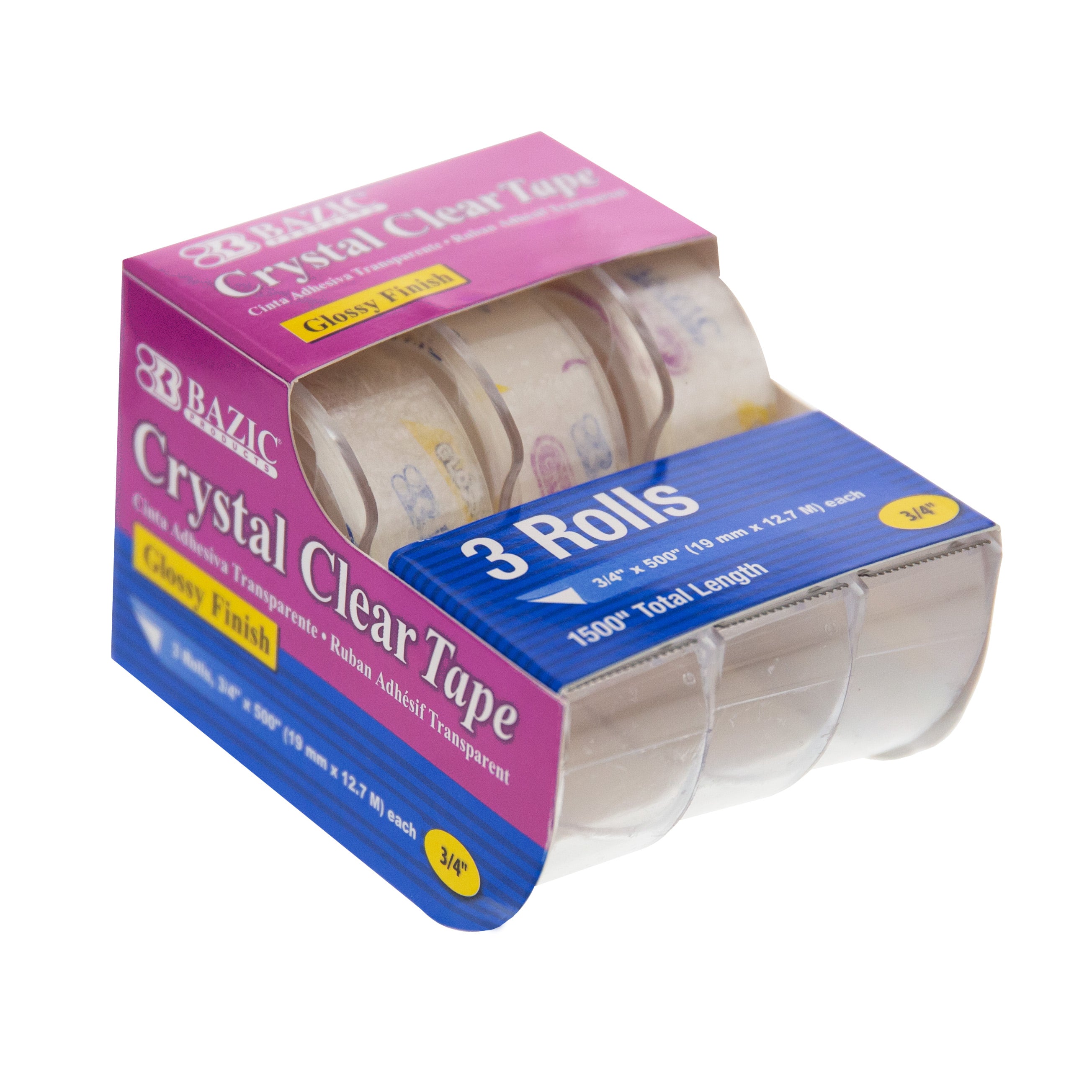 3/4" X 500" Crystal Clear Tape (3/Pack)