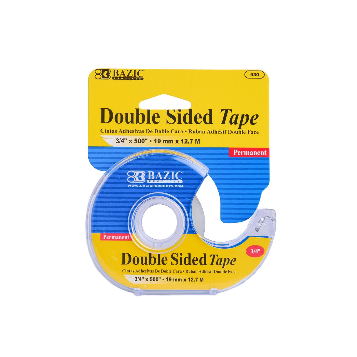 Double-Sided Tape with Dispenser, 3/4 in x 500 in