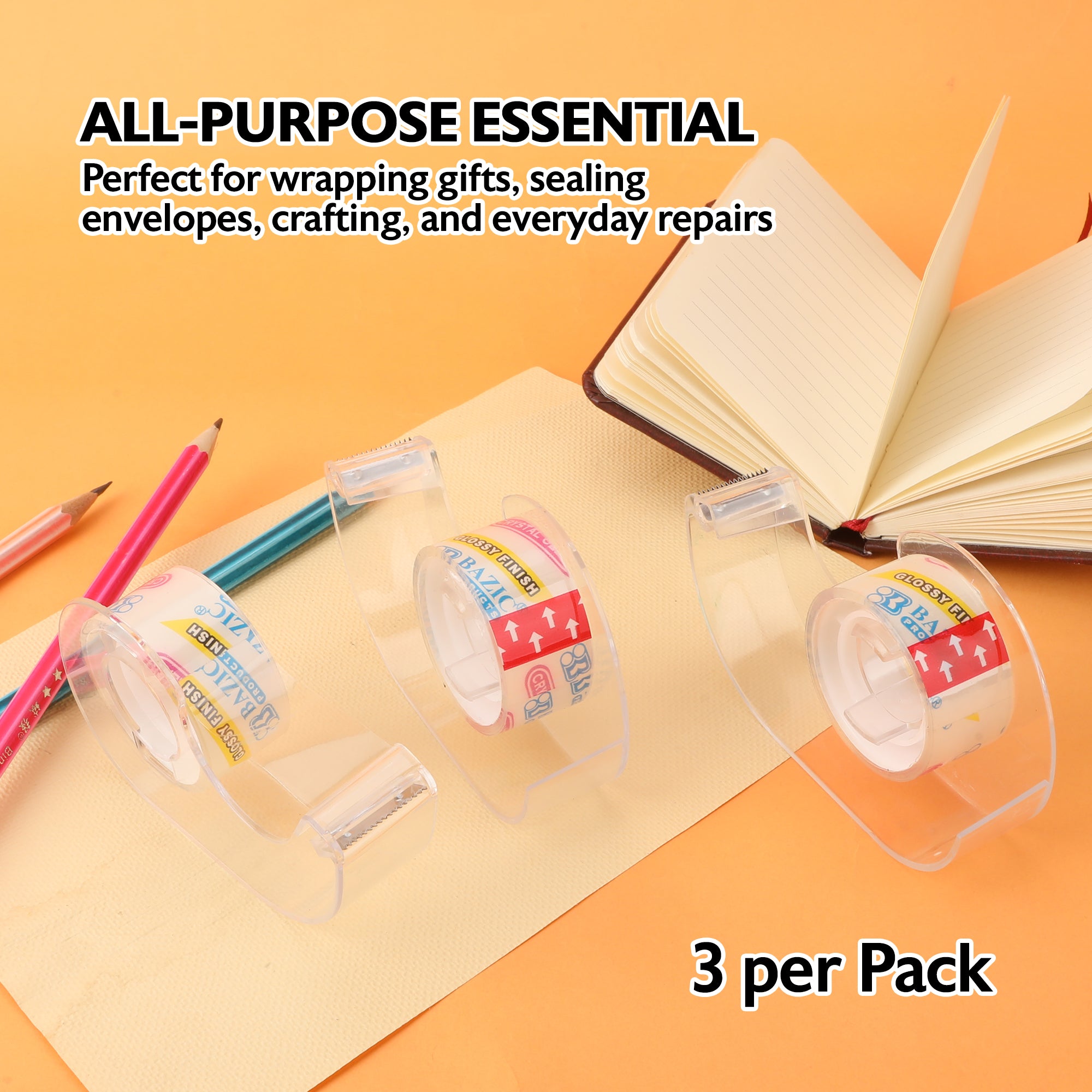 3/4" X 250" Crystal Clear Tape (3/Pack) w/ Floor Display