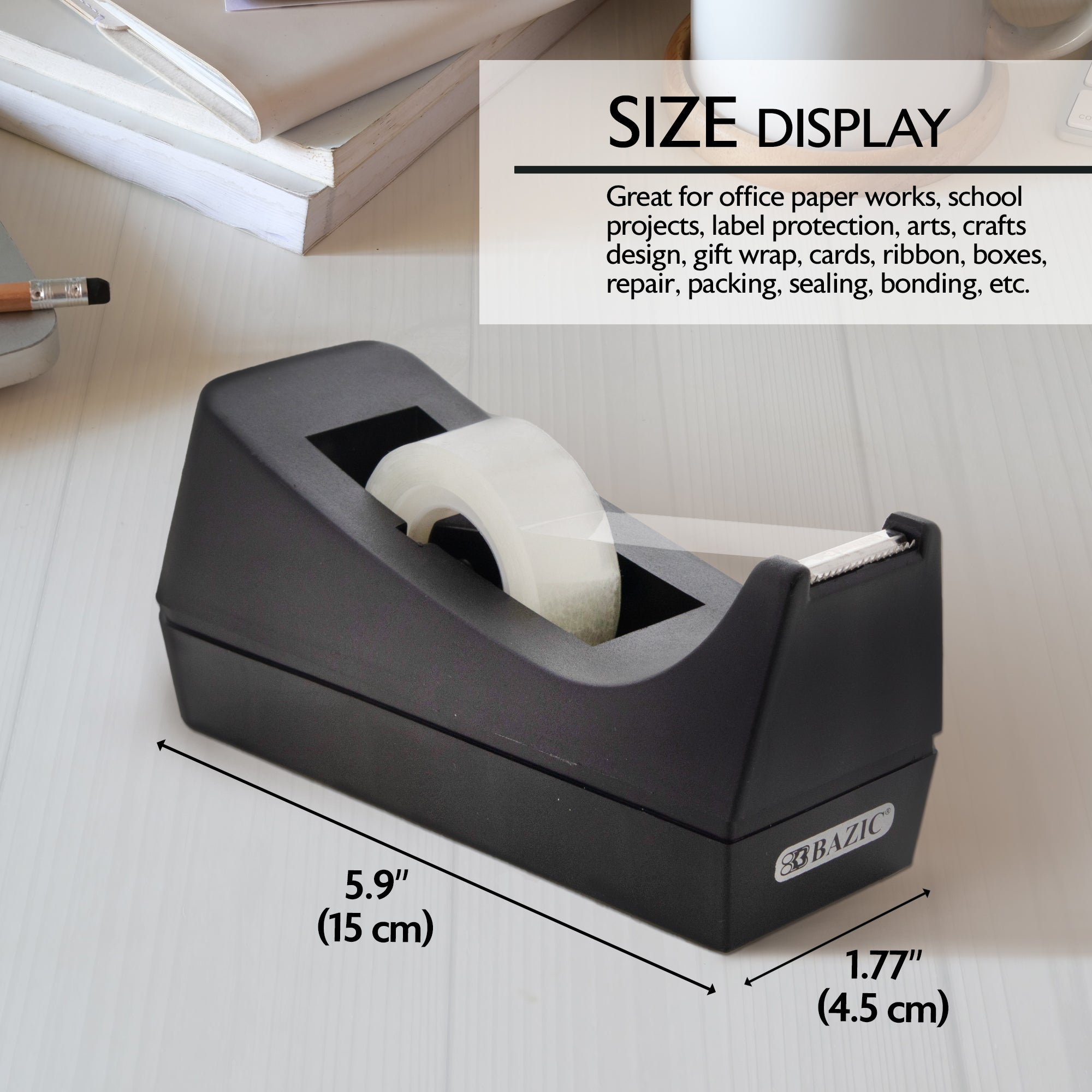 Desktop Tape Dispenser, Weighted Non-Skid Base