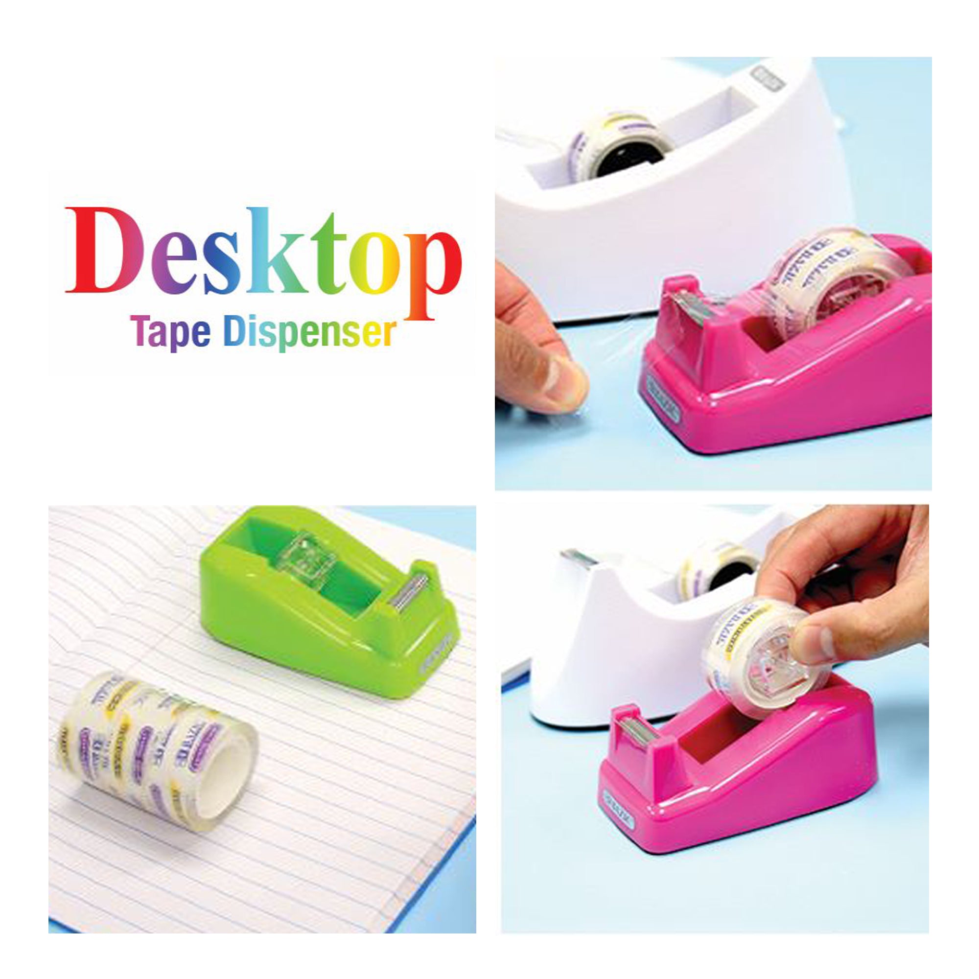 Mini Desktop Tape Dispenser with 3 Tape Refills, 1 in Core