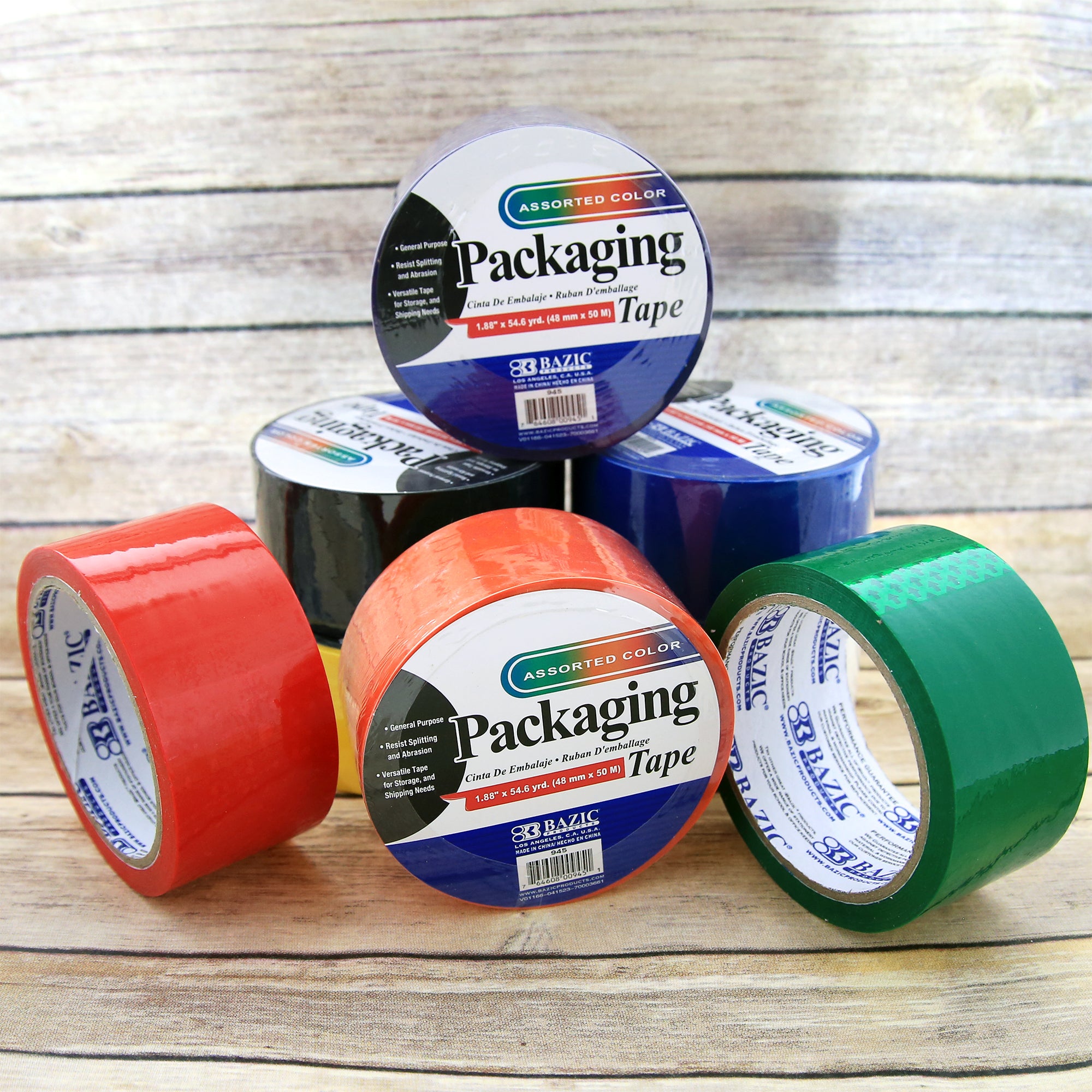 Assorted Color Packaging Tape, 1.88 in x 54.6 Yards