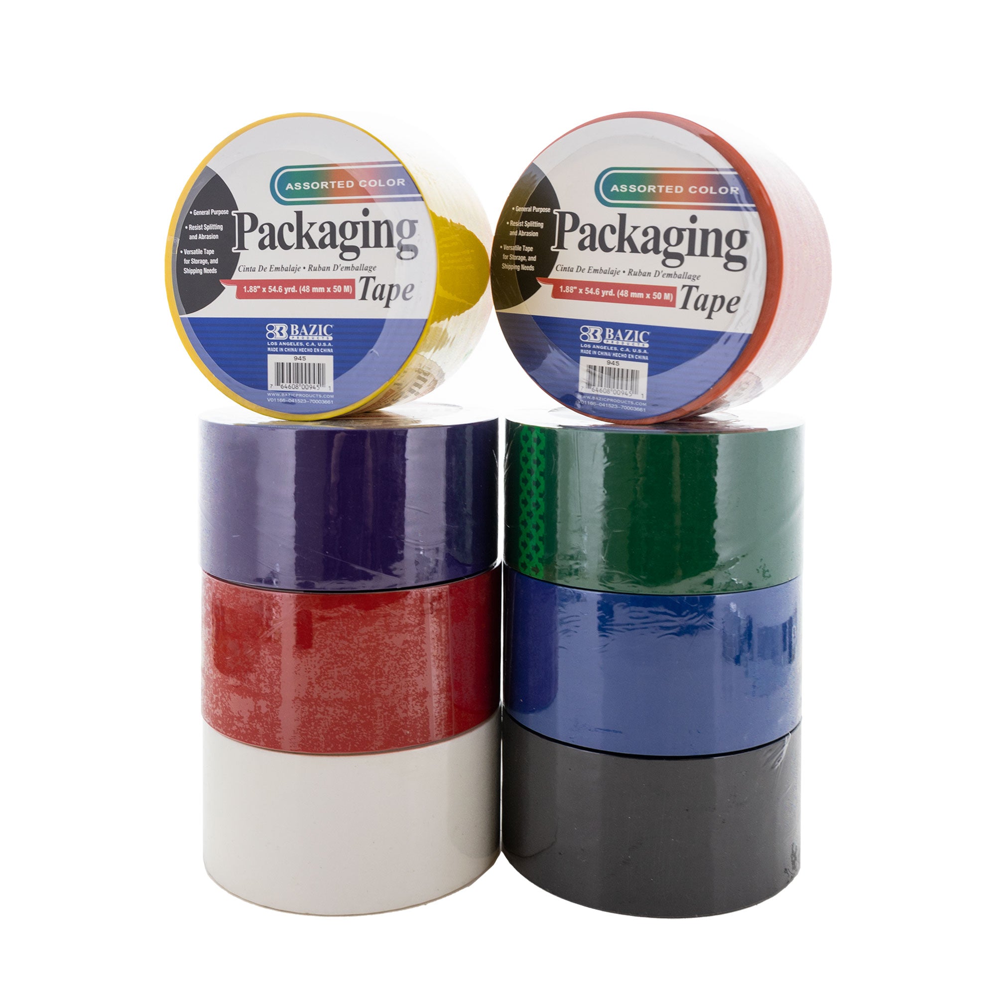 Assorted Color Packaging Tape, 1.88 in x 54.6 Yards