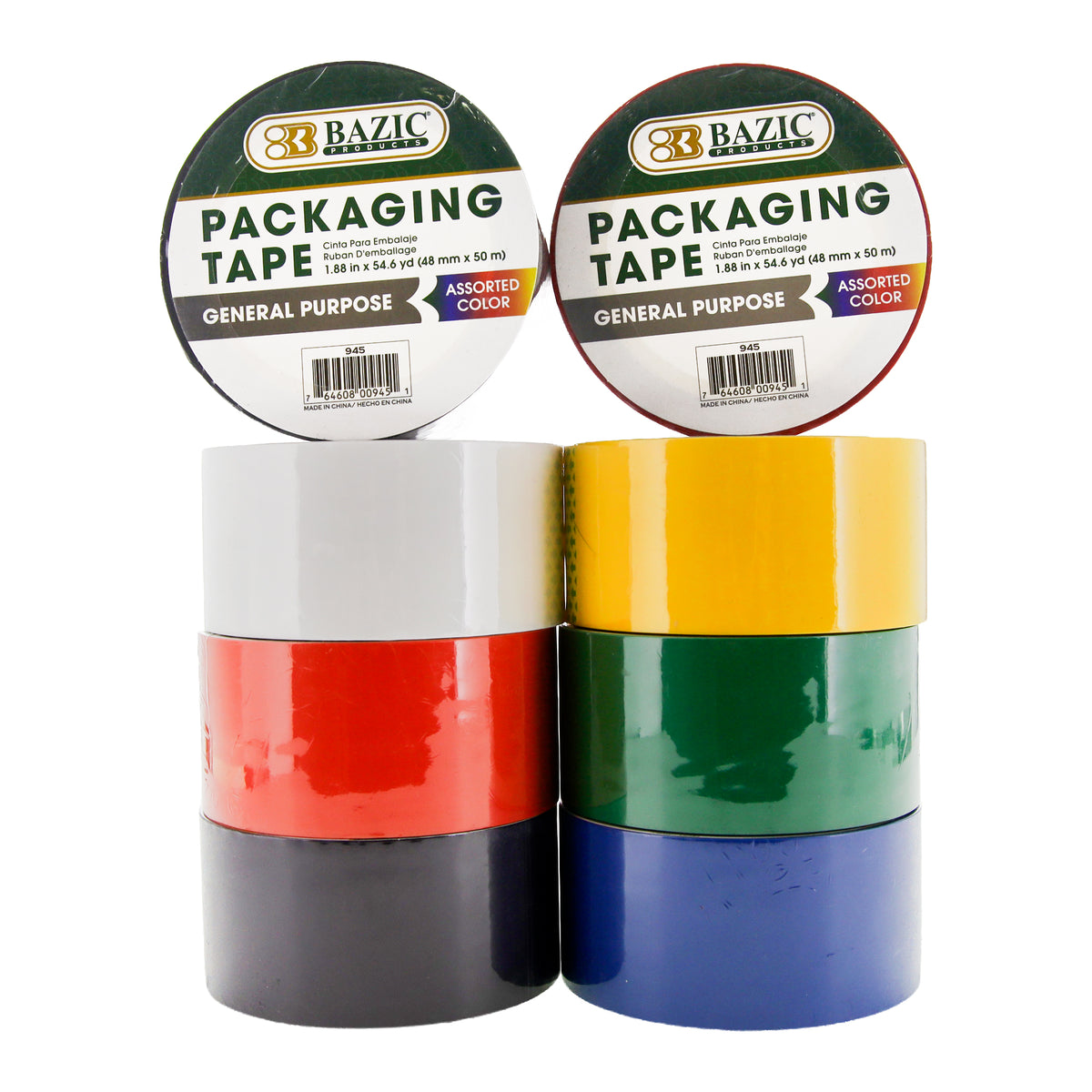 Assorted Color Packaging Tape, 1.88 in x 54.6 yd
