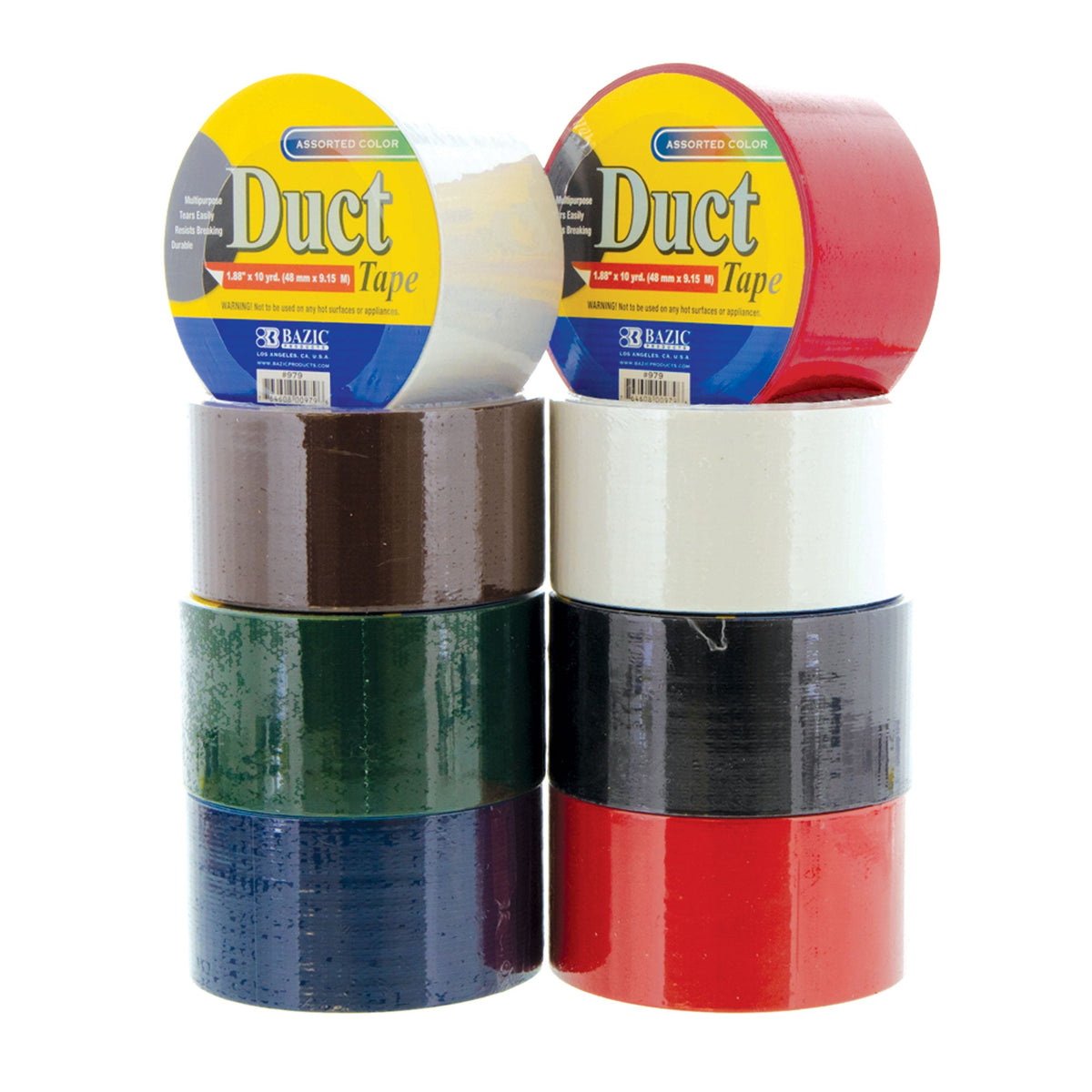 Assorted Color Duct Tape, 1.88 in x 10 yd
