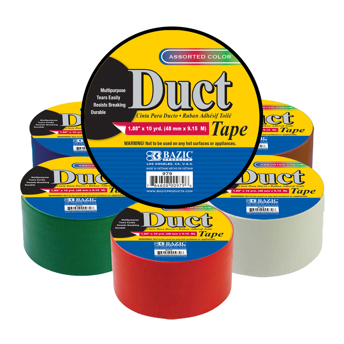 BAZIC Assorted Color Duct Tape, 1.88 in x 10 yd