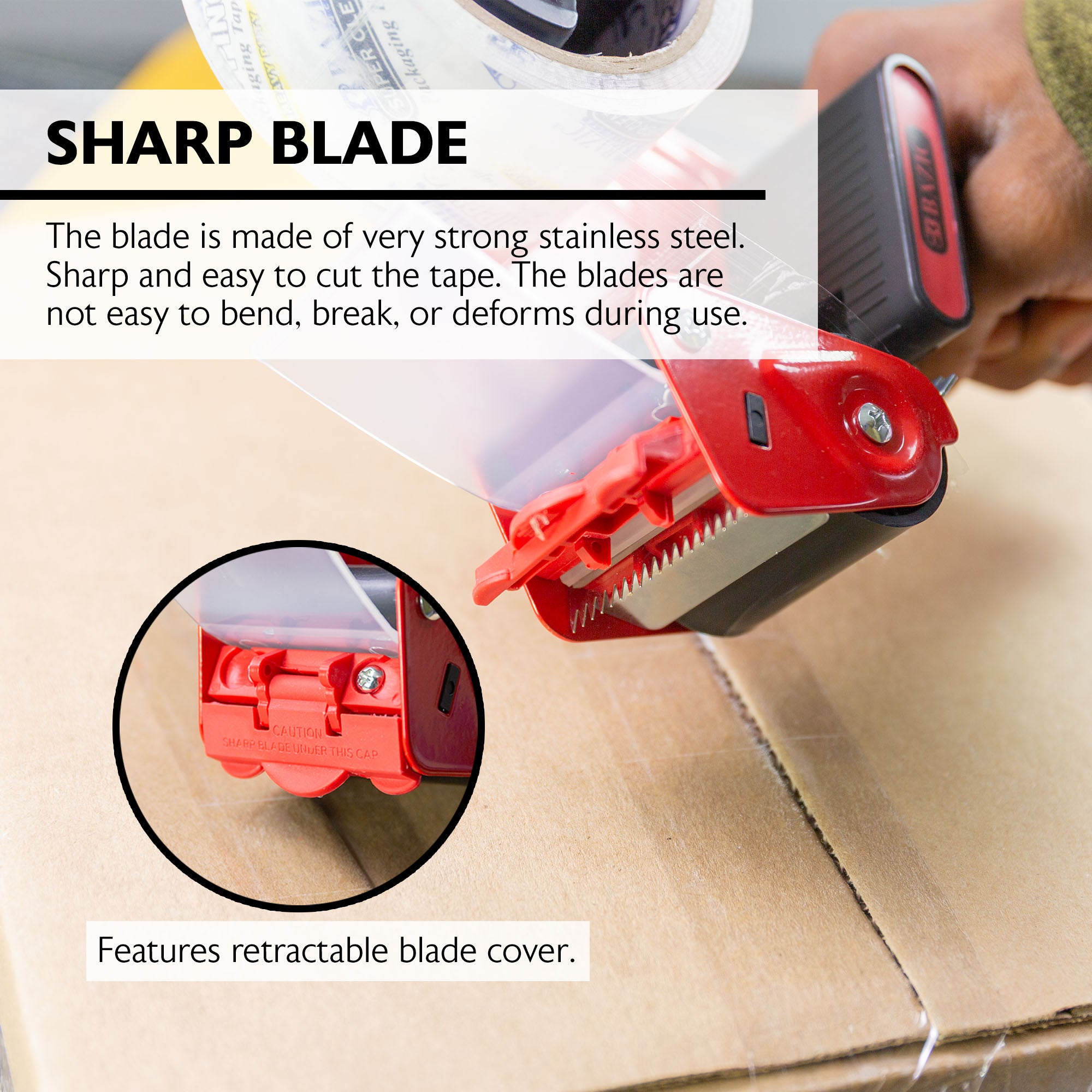 Packaging Tape Dispenser, With 2 Clear Tape Rolls