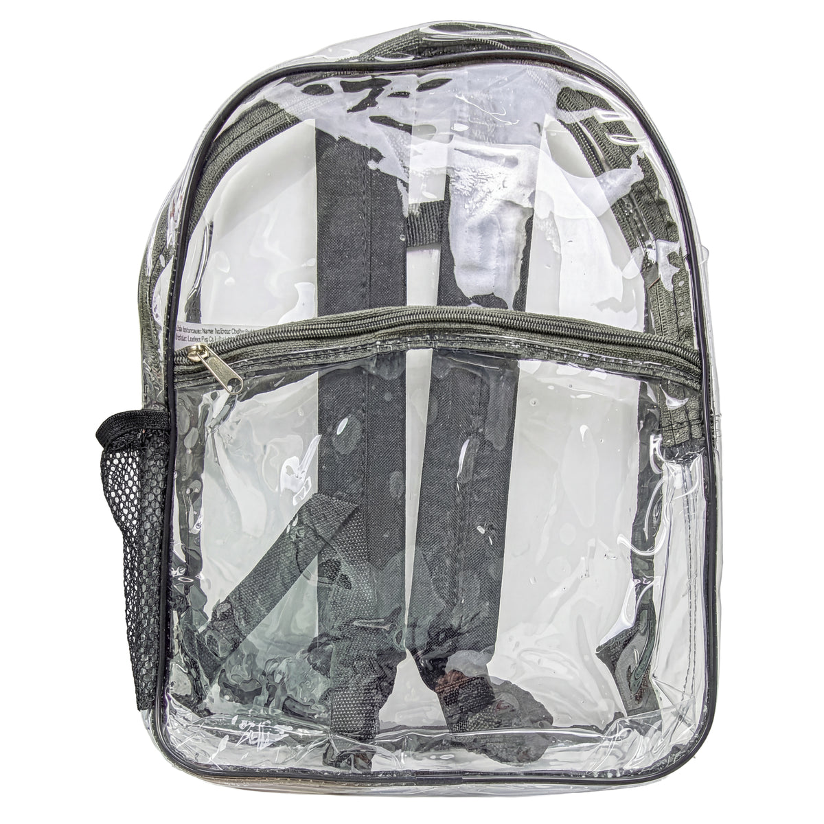 Clear Backpack 15", Black Trim, Stadium Approved