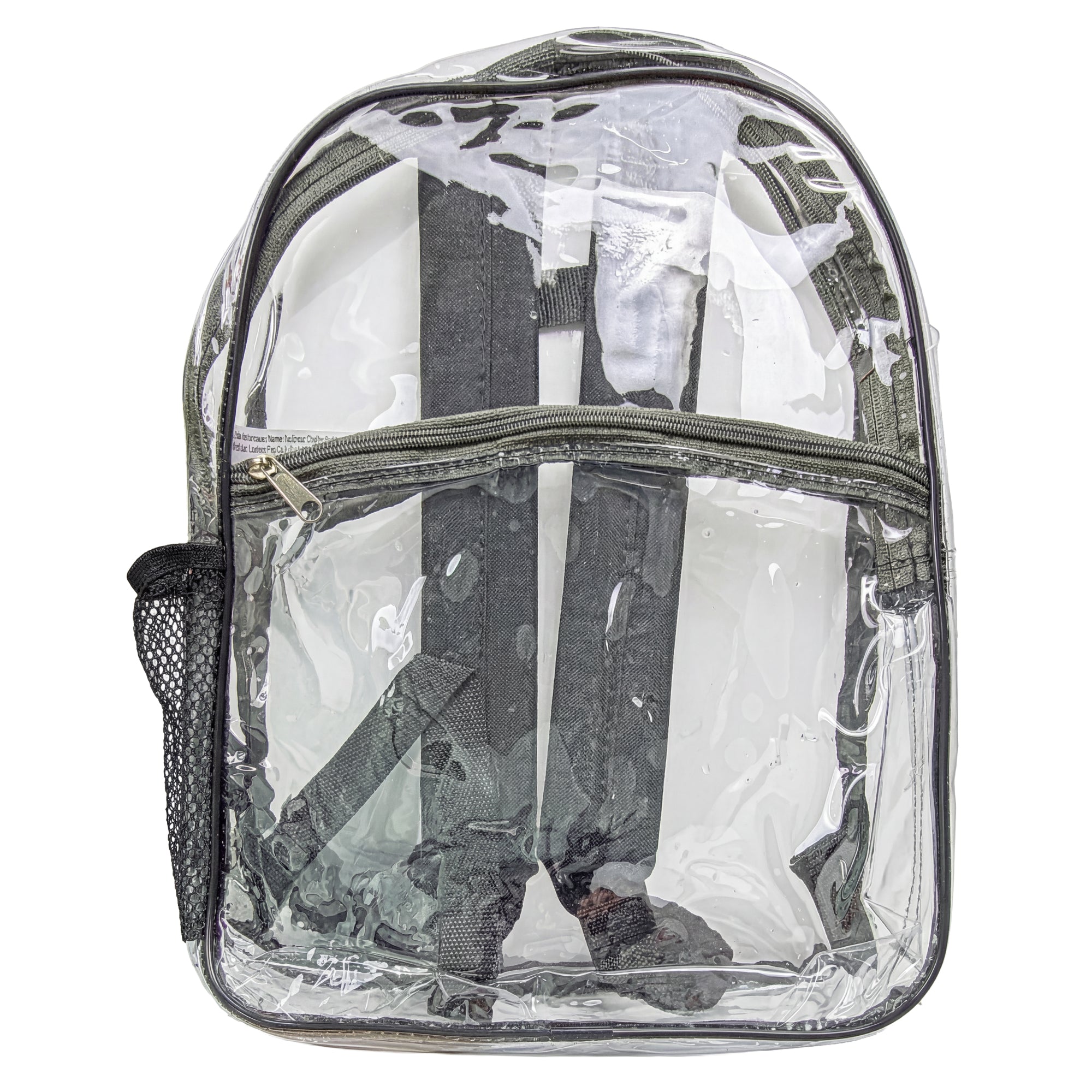 Clear Backpack 15", Black Trim, Stadium Approved