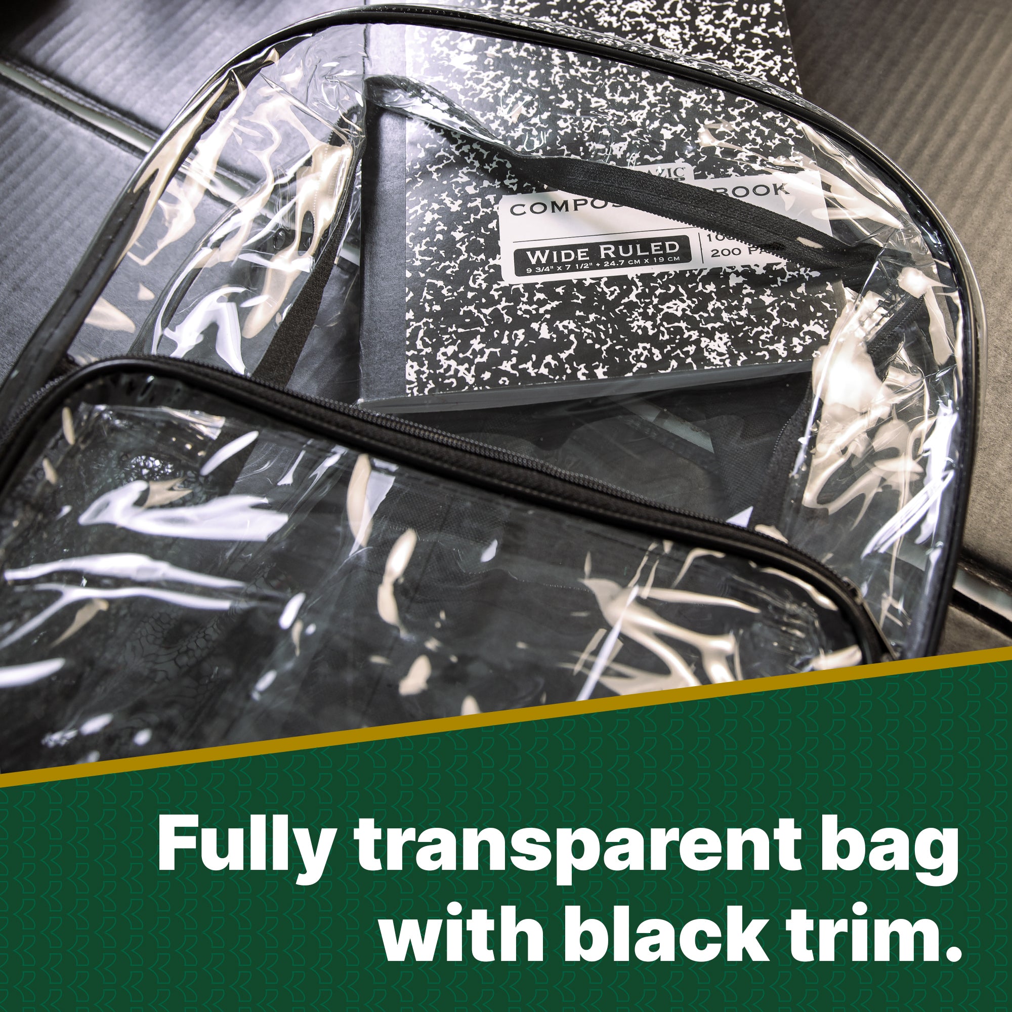 Clear Backpack 17", Black Trim, Stadium Approved