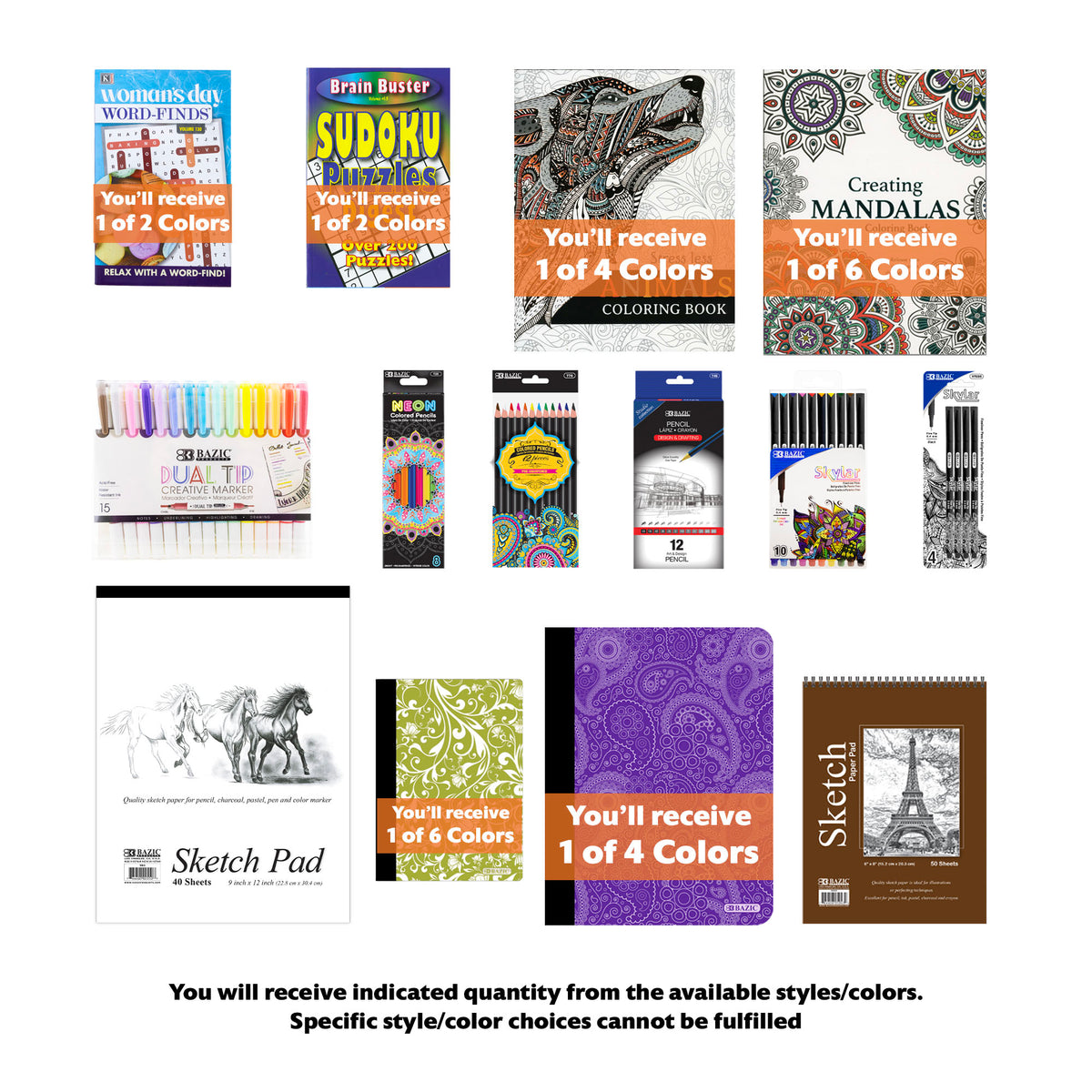 Adult Coloring and Puzzle Book Kit with Pads, 14-Piece