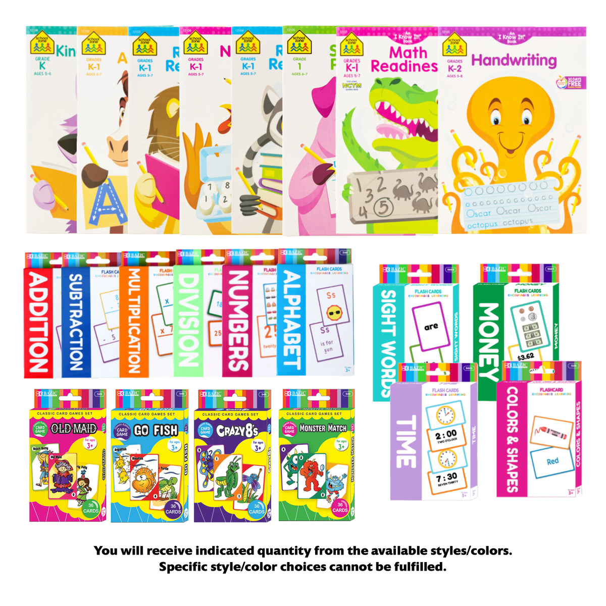 Pre-K and Kindergarten Workbook and Flash Card Kit, 22-Piece