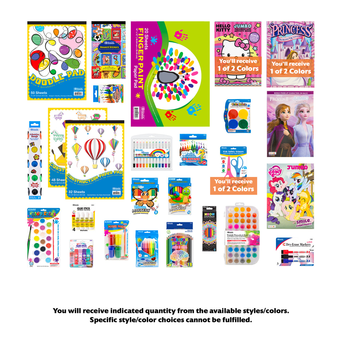 Girls Jumbo Coloring Book and Art Kit, 26-Piece Gift Set