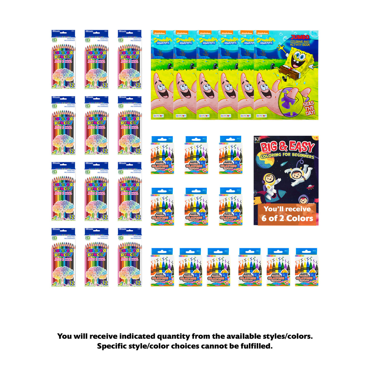 Kids Coloring Party Favor Kit for 12, 36-Piece Bulk Set
