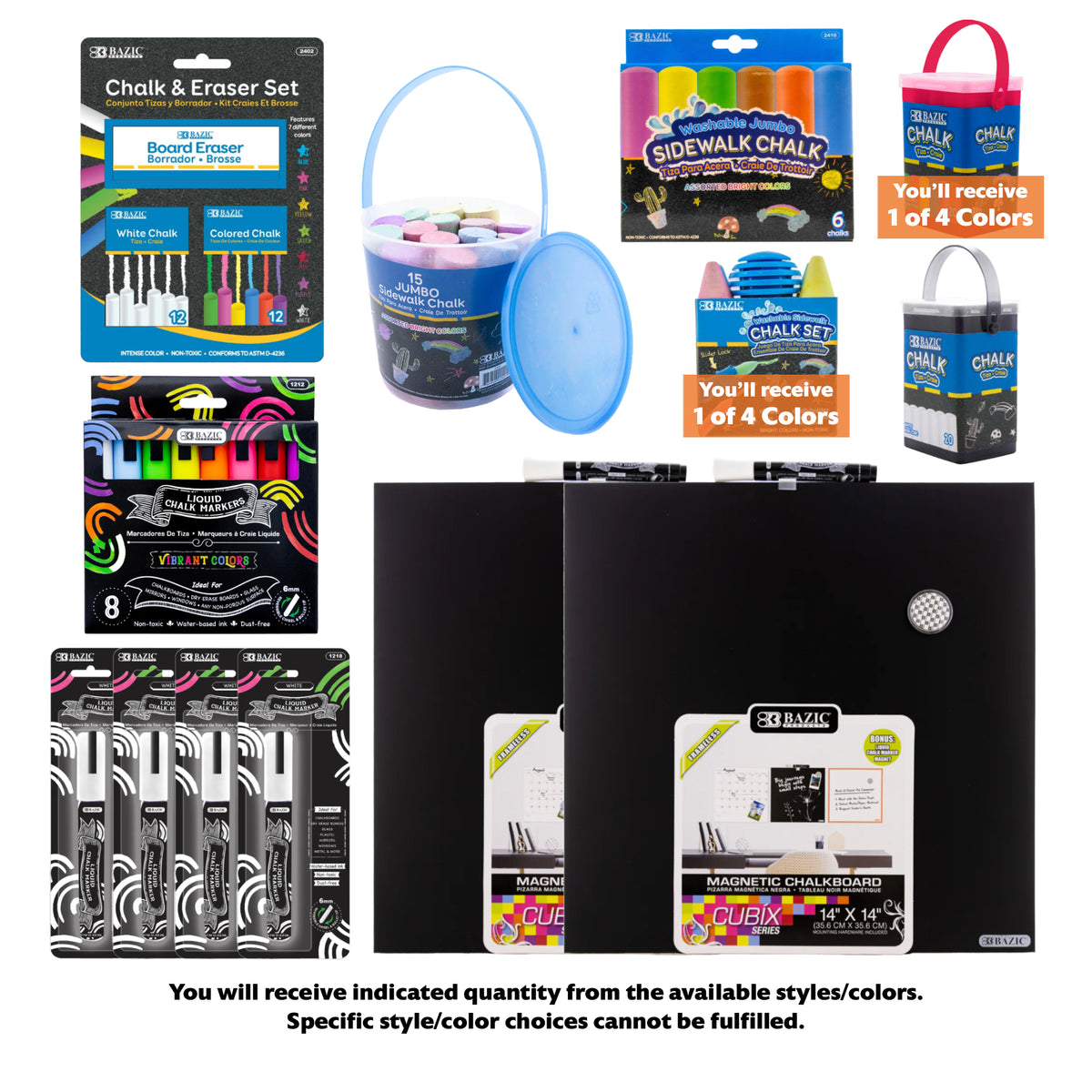 Chalk and Chalkboard Kit, 13-Piece with Magnetic Boards
