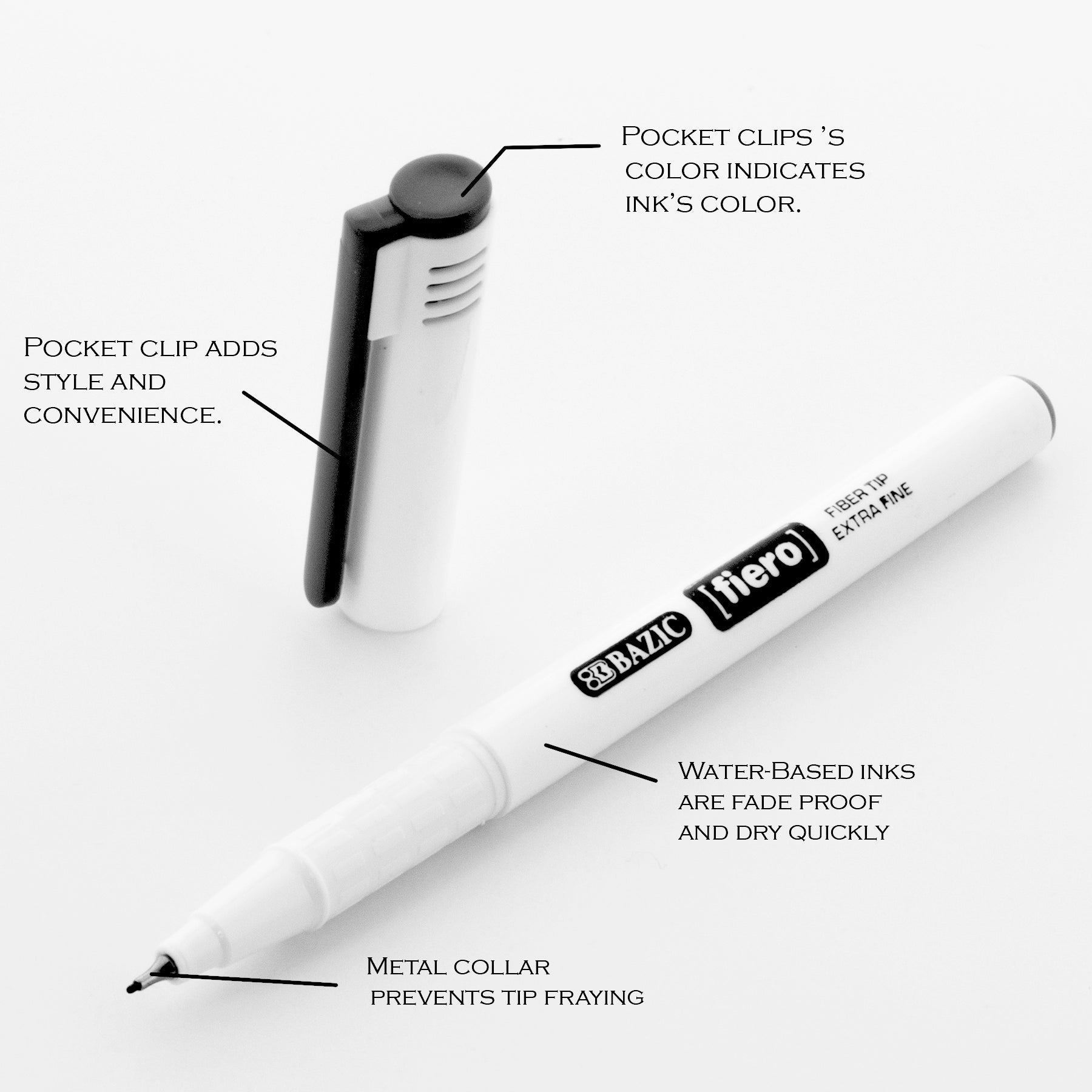 Fineliner Pen Set of 10 - Various Tip Sizes (Black)