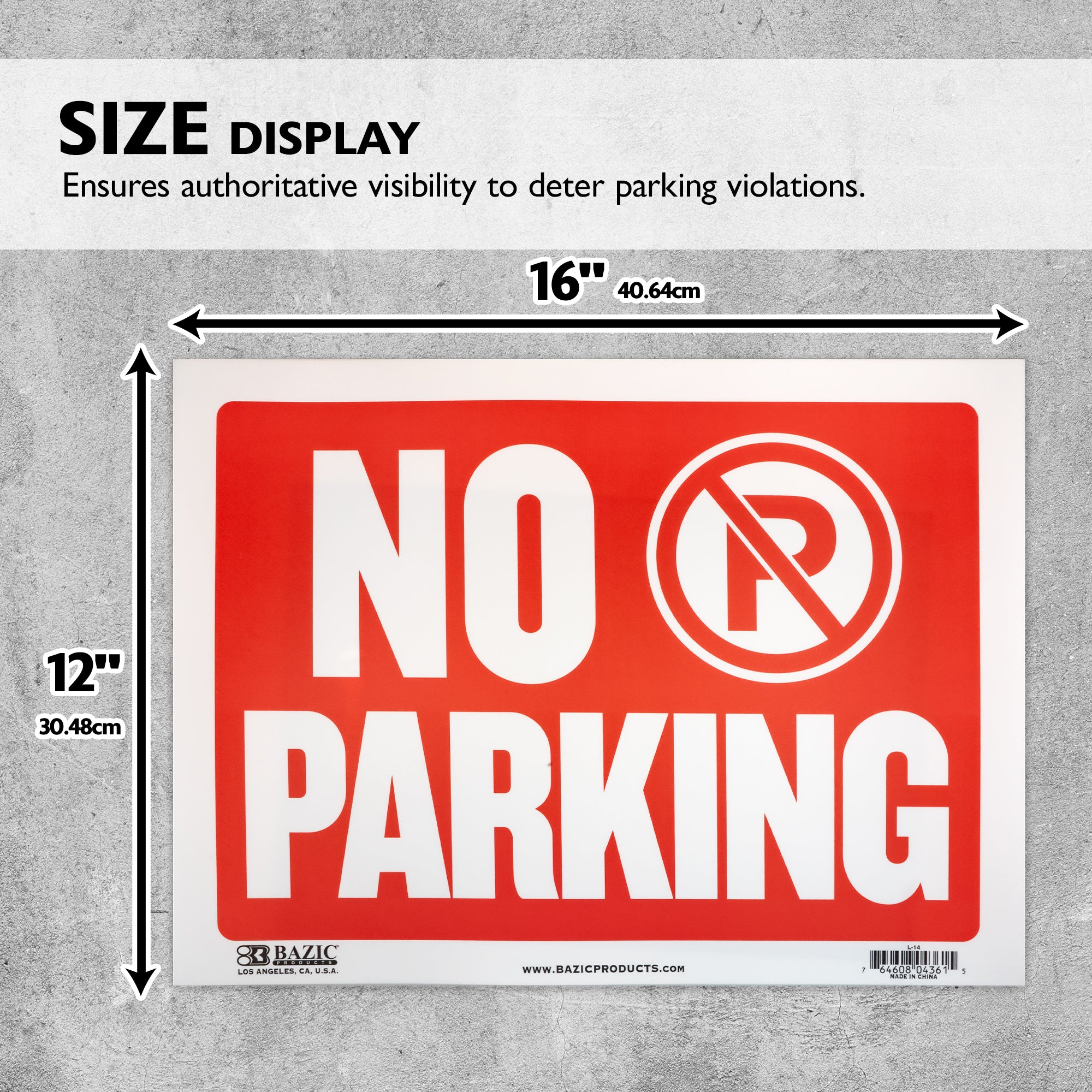 No Parking Sign, 12 x 16 in, Weather Resistant