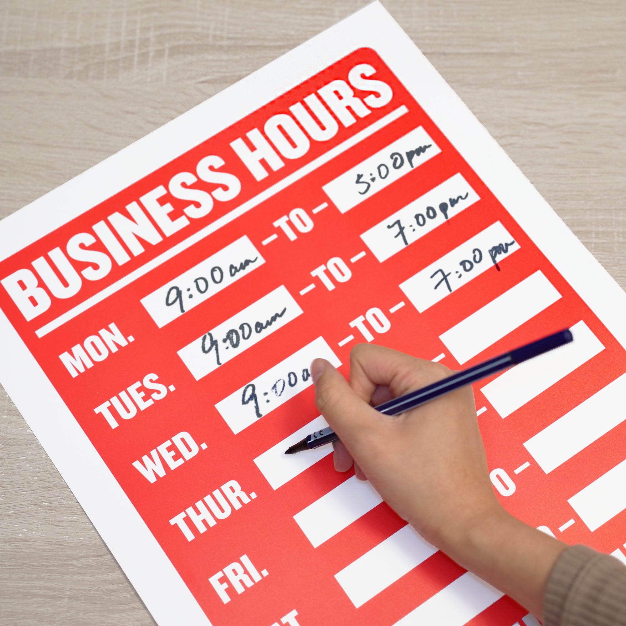 Business Hours Sign, 12 x 16 in, Weather Resistant