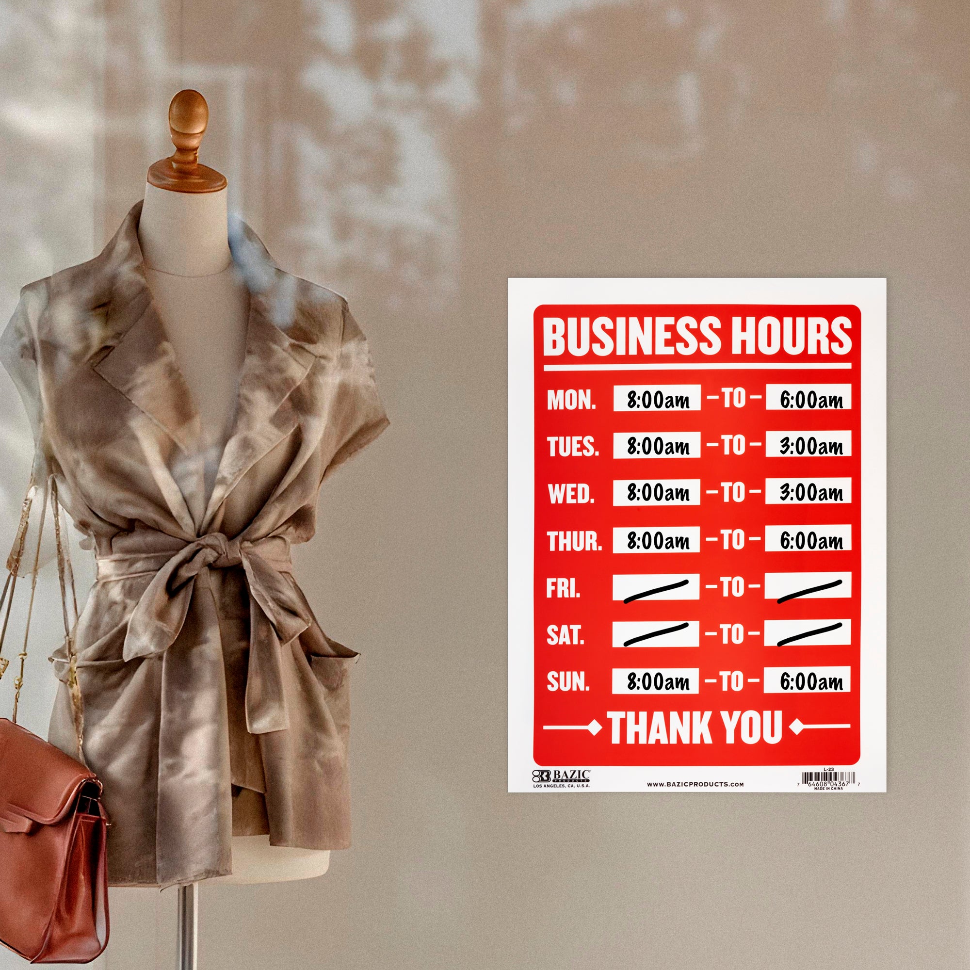 Business Hours Sign, 12 x 16 in, Weather Resistant