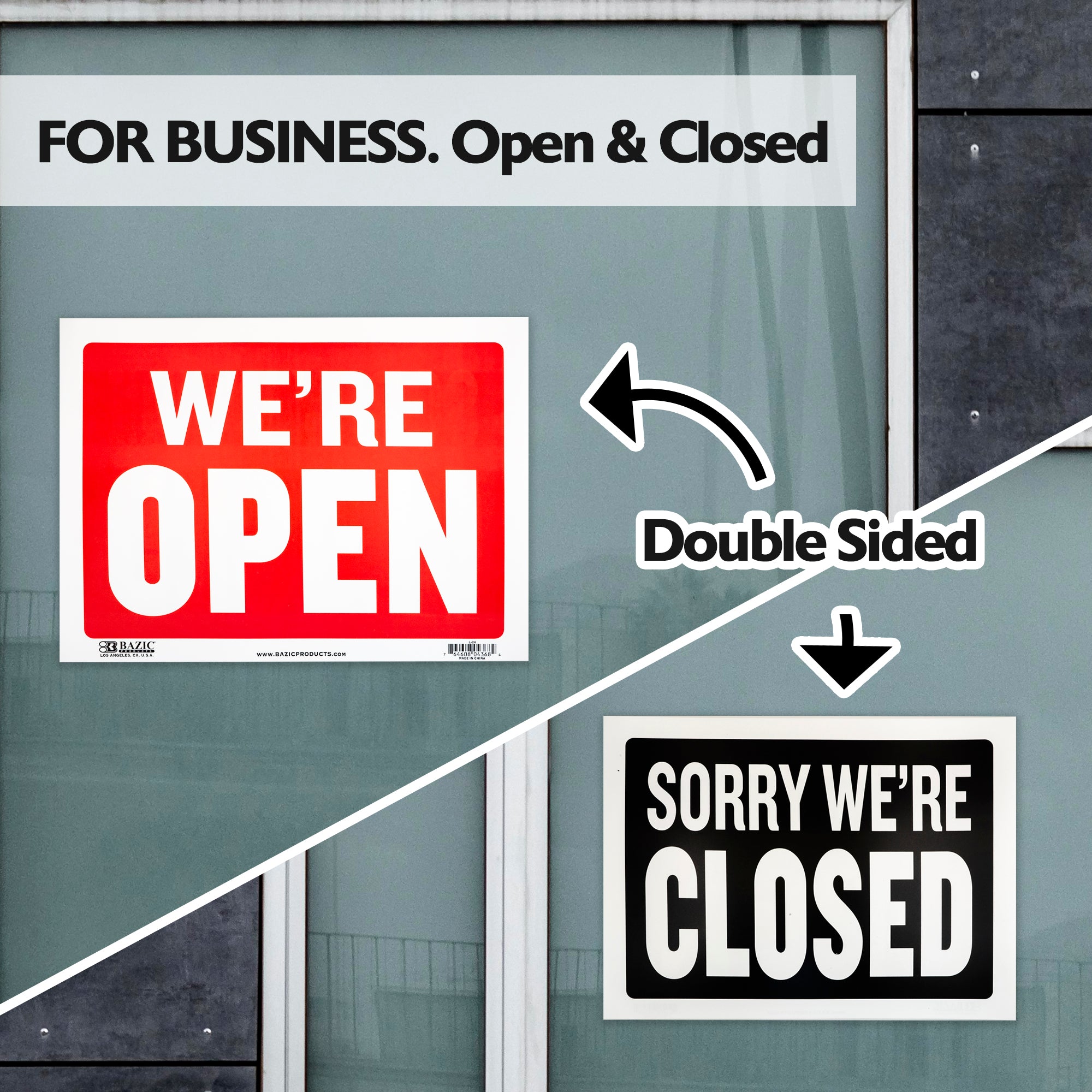 Open Sign with Closed Sign on Back, 12 x 16 in