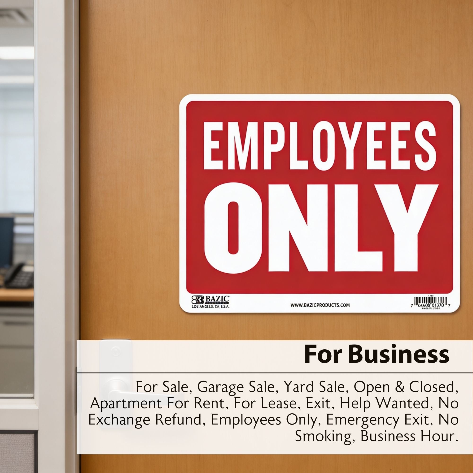 Employees Only Sign, 12 x 16 in, Weather Resistant