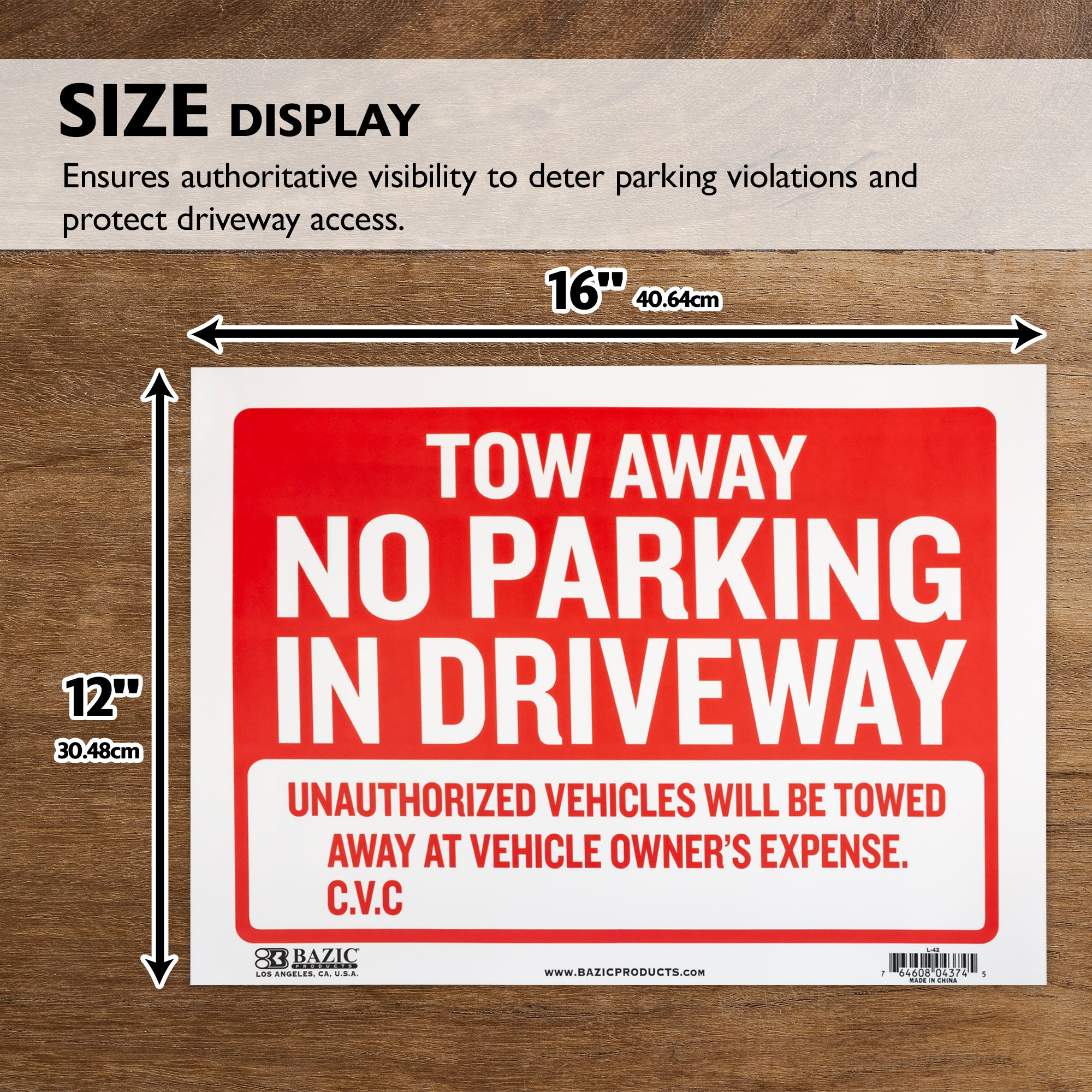 12" X 16" Tow Away Sign