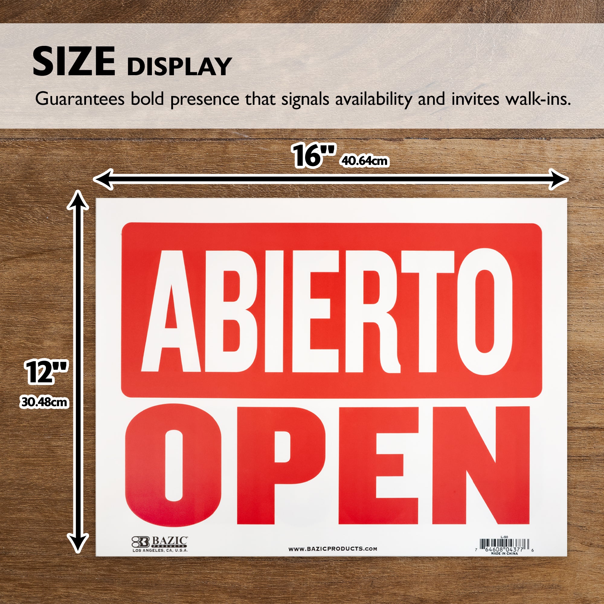 12" X 16" Abierto Sign w/ Cerrado Sign on Back
