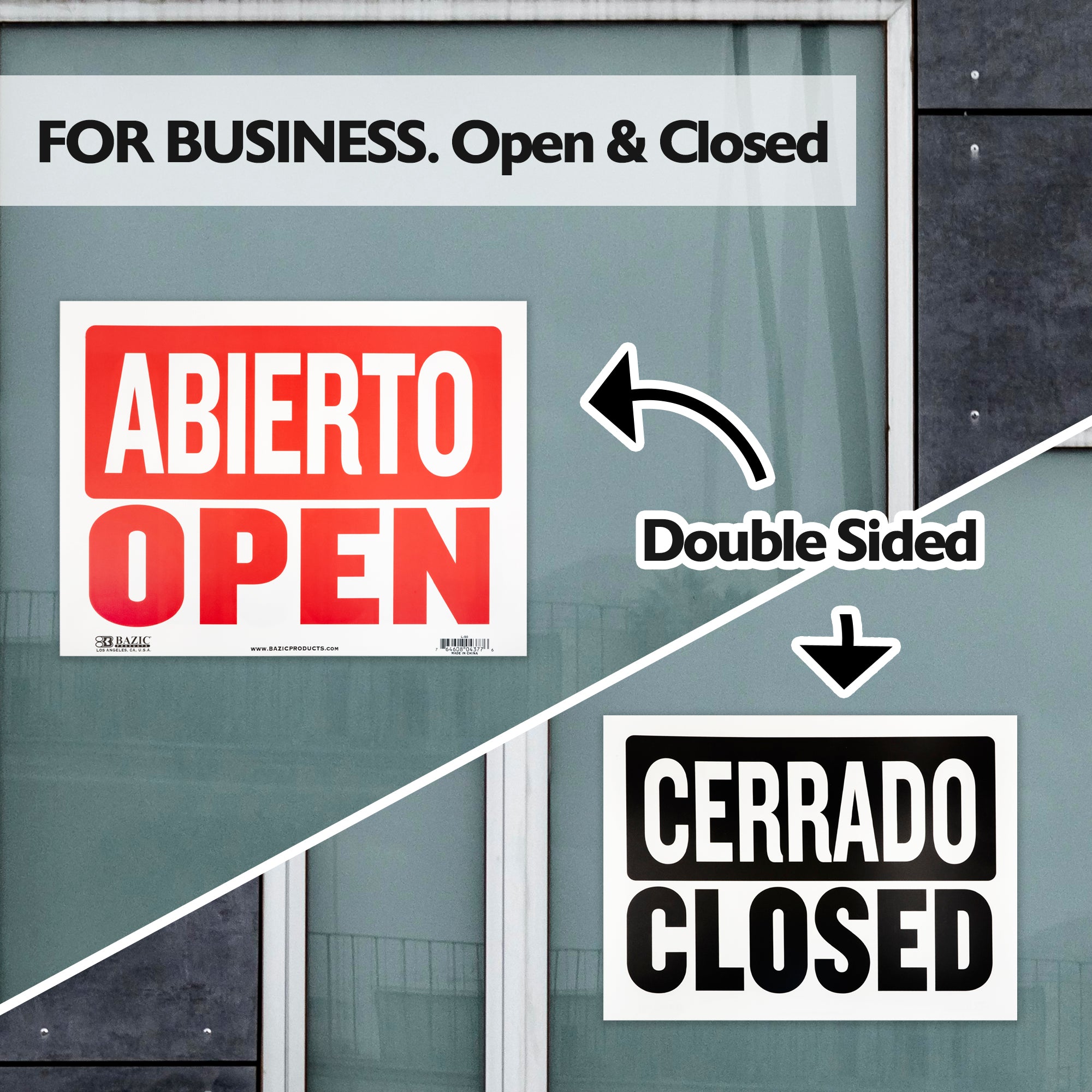 12" X 16" Abierto Sign w/ Cerrado Sign on Back
