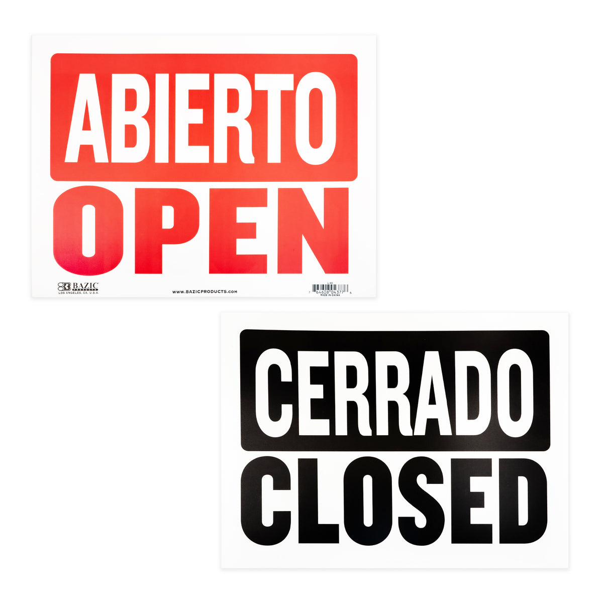 Abierto with Cerrado on Back Sign, 12 x 16 in, Weather Resistant