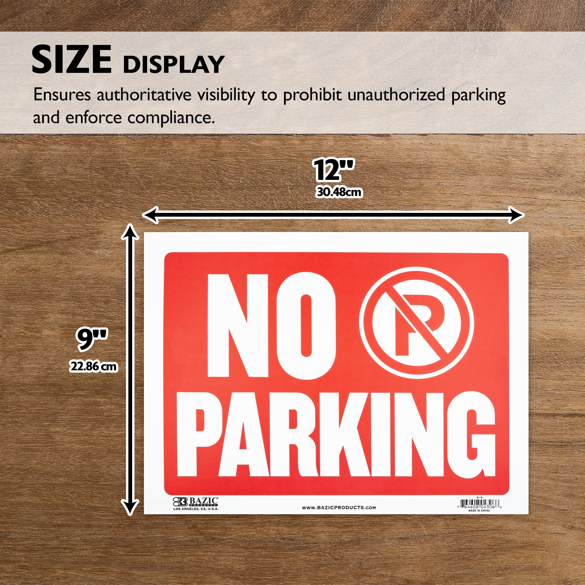 No Parking Sign, 9 x 12 in, Weather Resistant