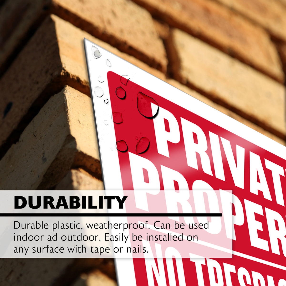 Private Property No Trespassing Sign, 9 x 12 in, Weather Resistant
