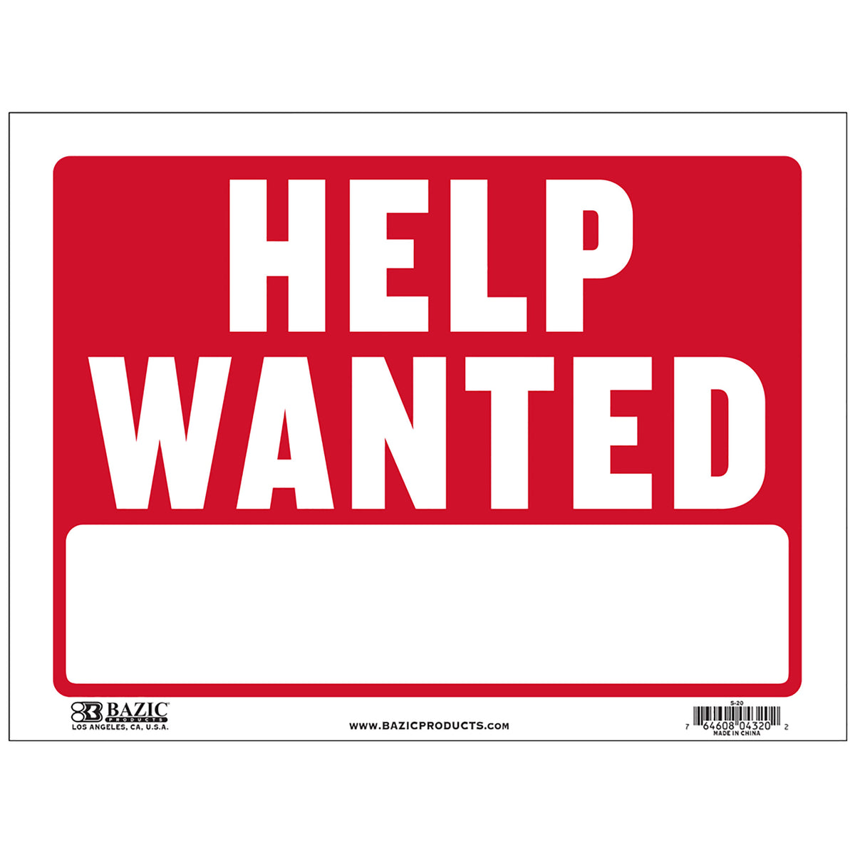 BAZIC Help Wanted Sign, 9 x 12 in, Weather Resistant