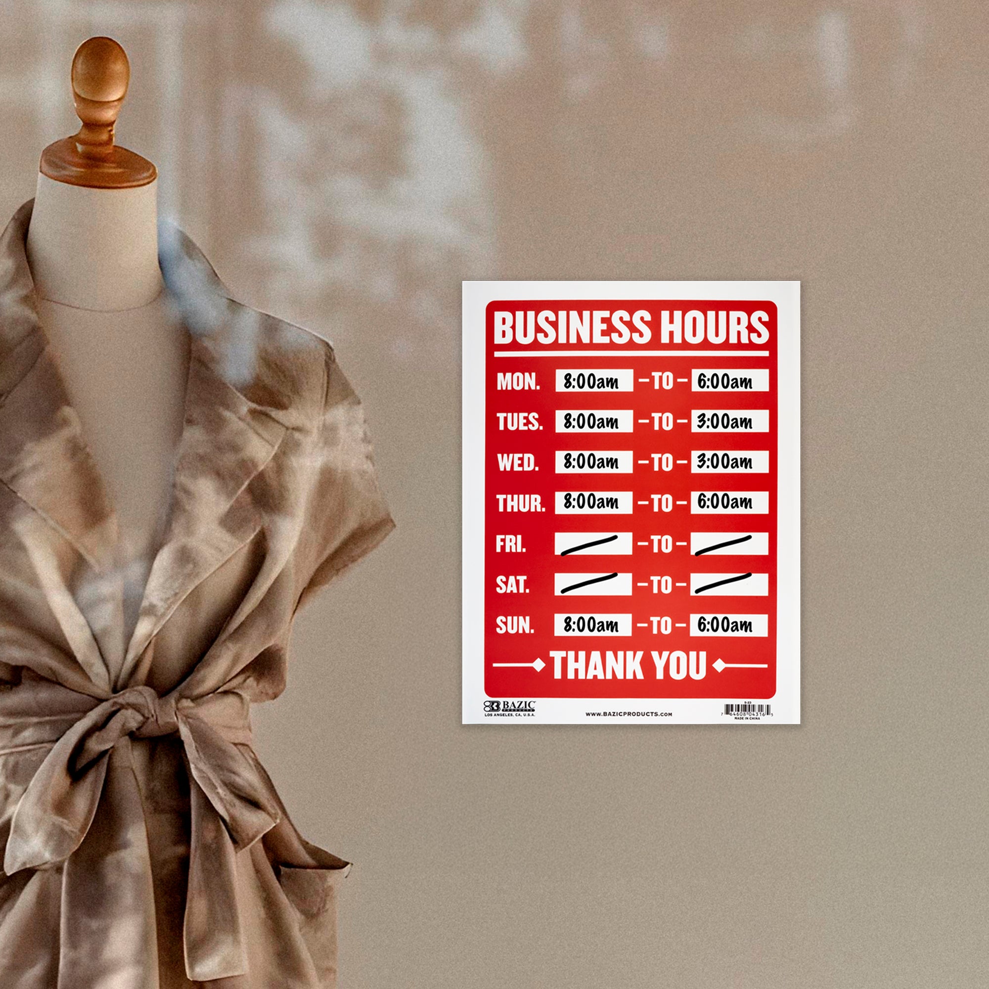 Business Hours Sign, 9 x 12 in, Weather Resistant