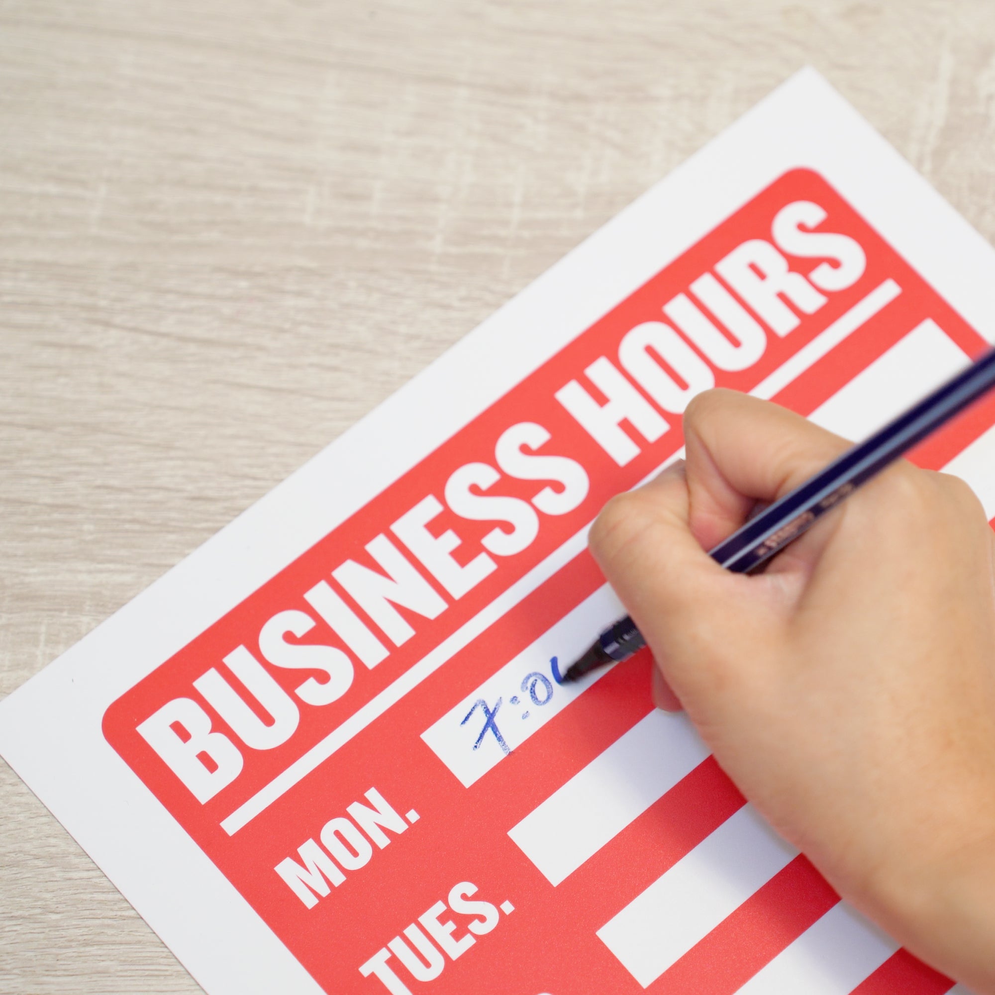 Business Hours Sign, 9 x 12 in, Weather Resistant