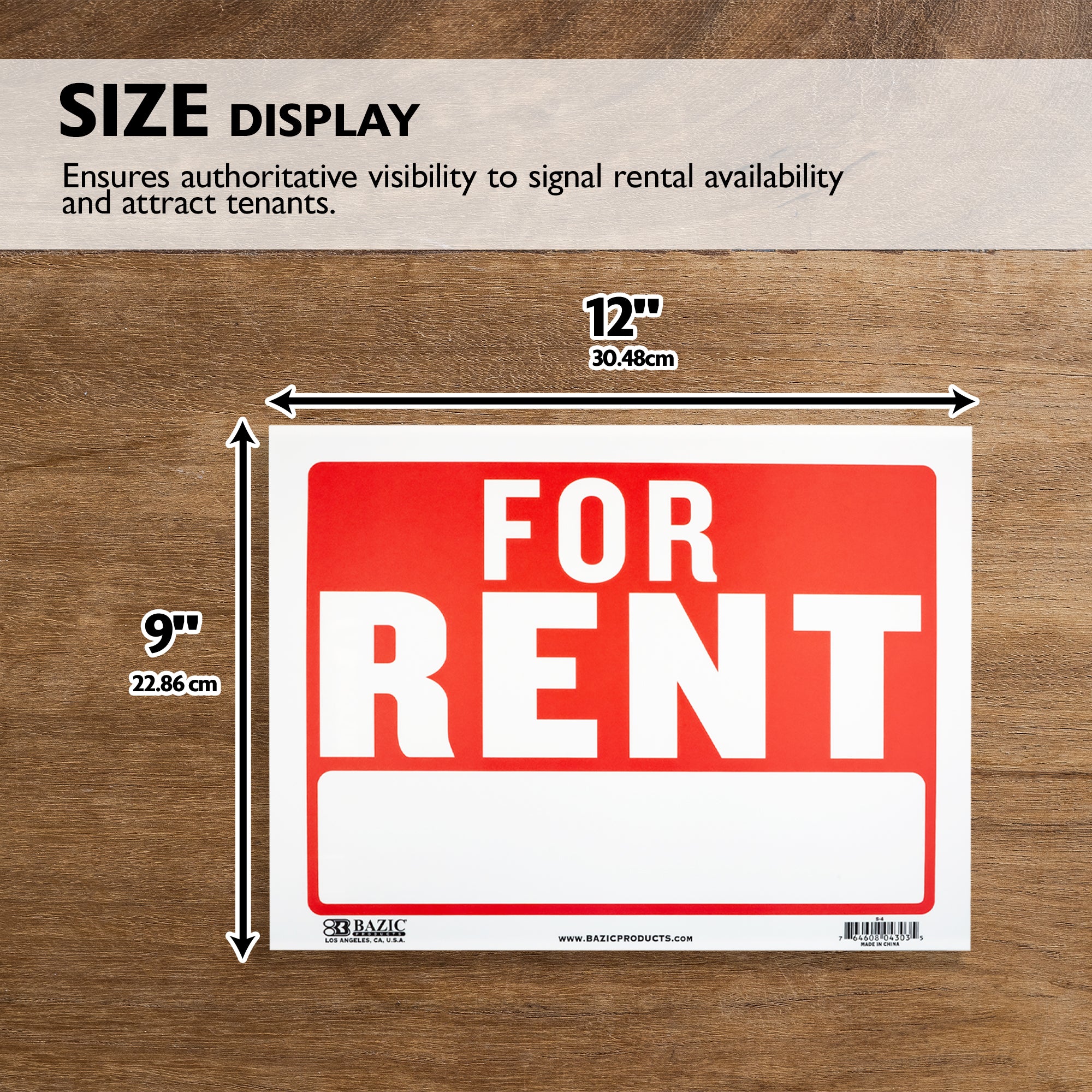 9" X 12" For Rent Sign