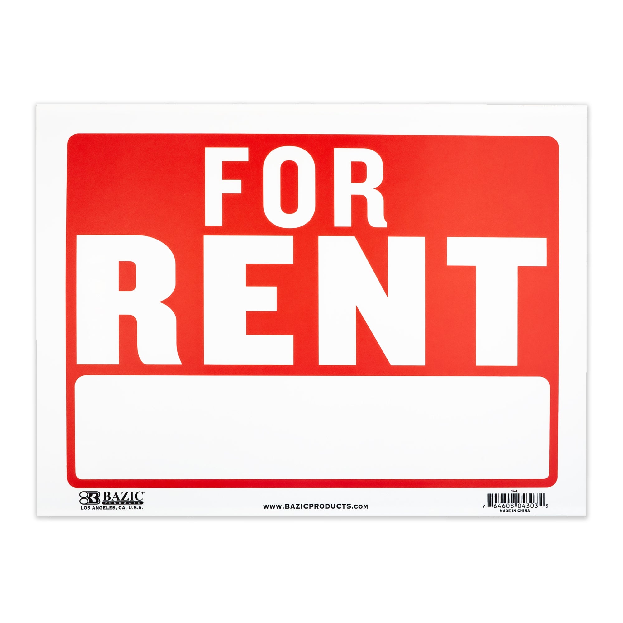 For Rent Sign, 9 x 12 in, Weather Resistant